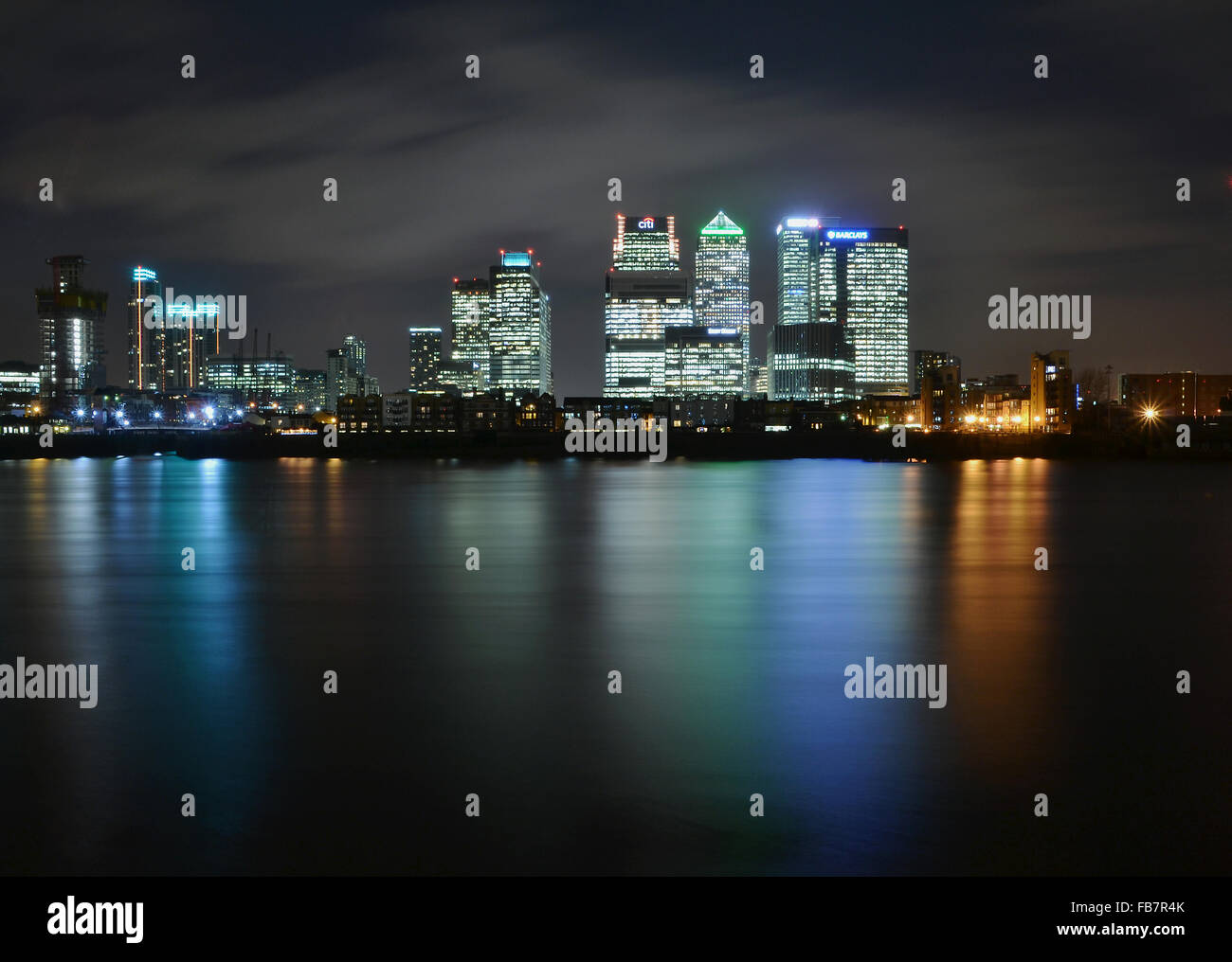 This is a photograph of Canary Wharf financial centre in London. Stock Photo