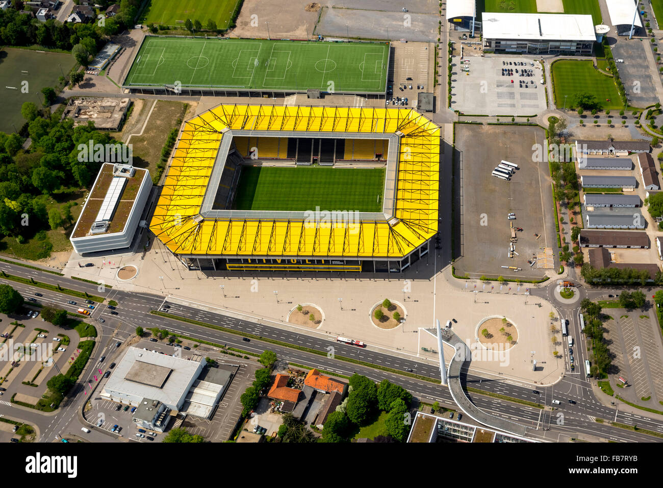 Aerial view, Bundesliga football Premiere League, Tivoli, football stadium of Alemannia Aachen, Aachen, Meuse-Rhine Euroregion, Stock Photo
