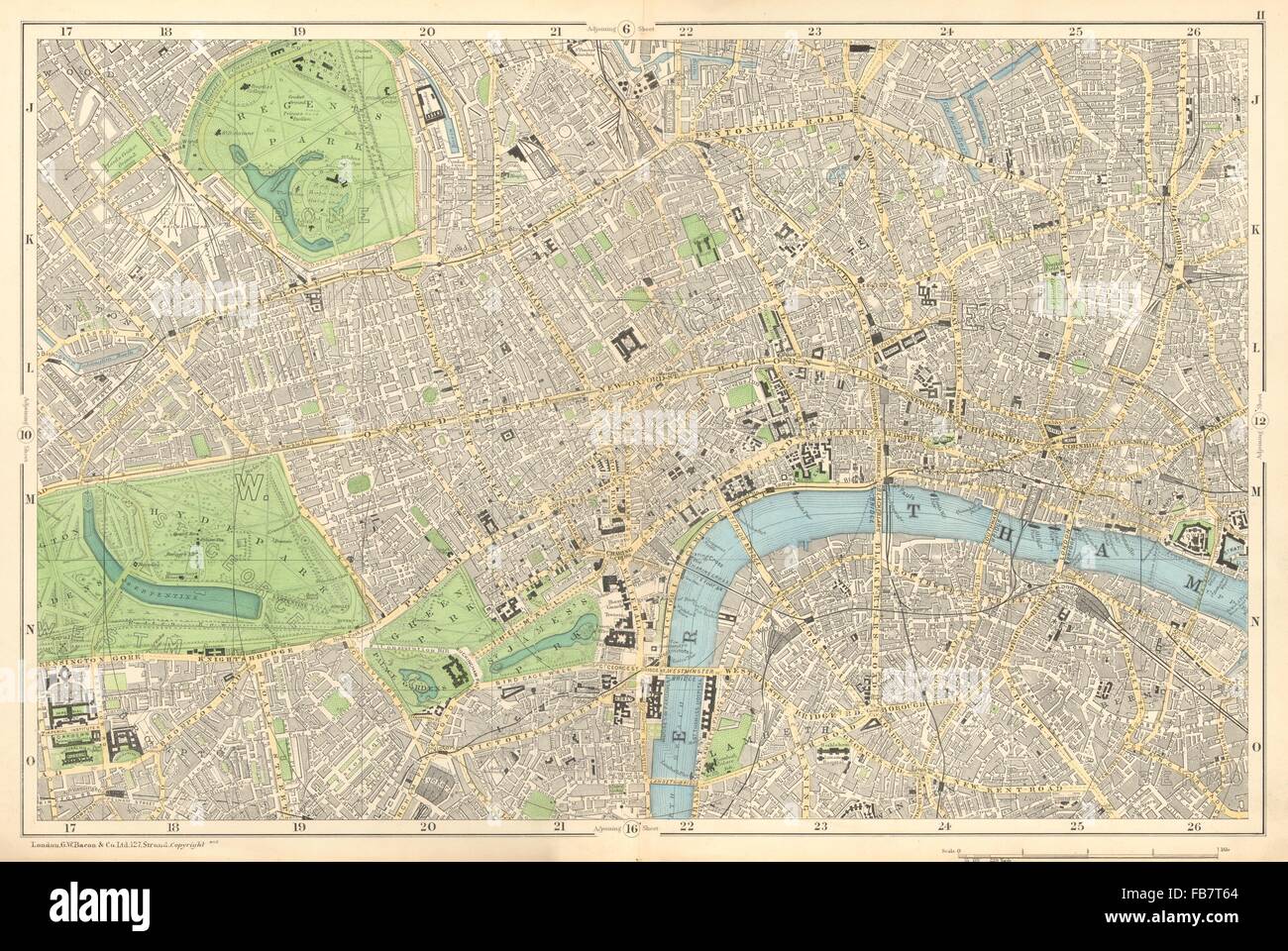 Central West End Map Central London: West End, City, Southwark,Westminster,Shoreditch.bacon,  1902 Map Stock Photo - Alamy