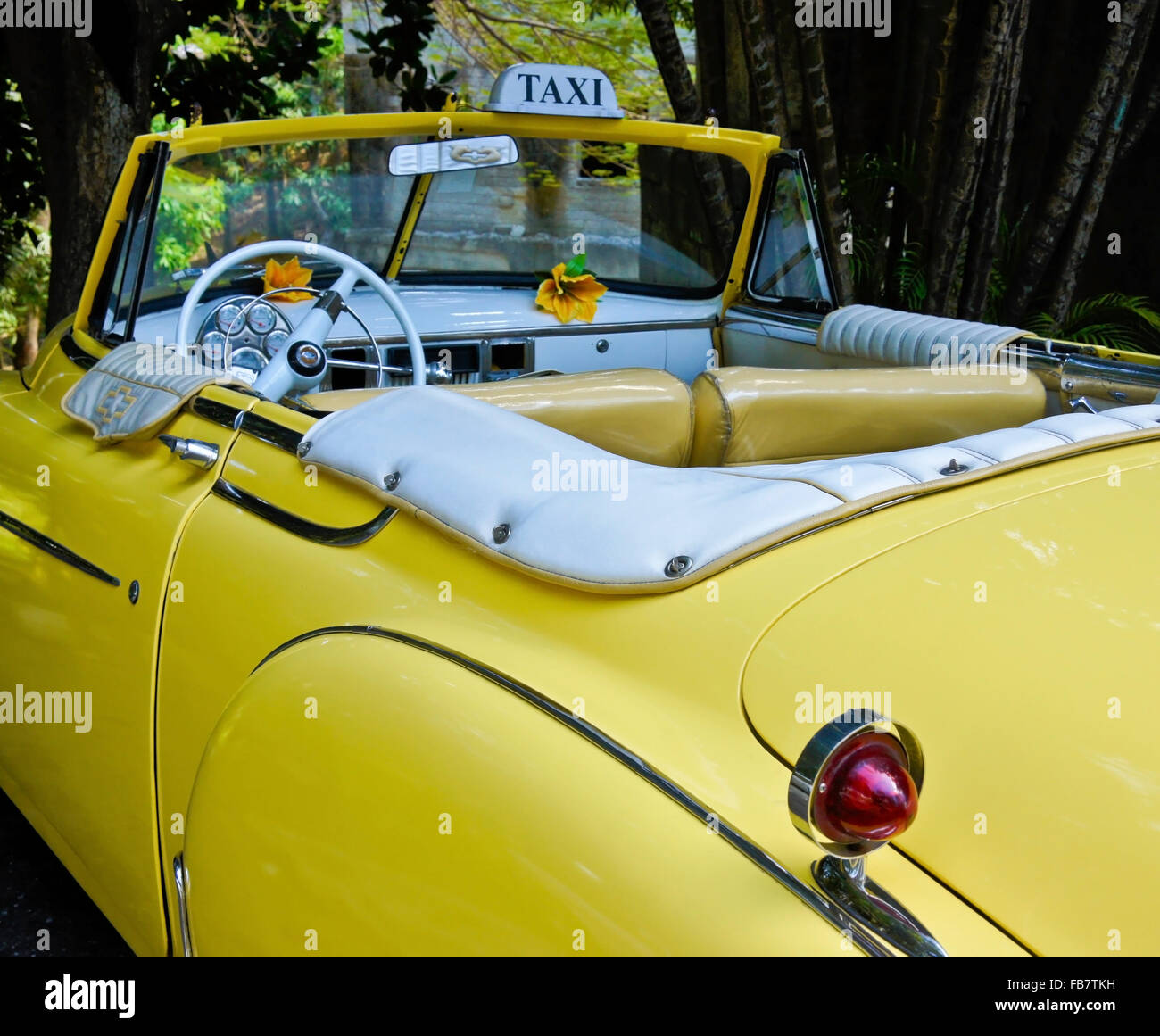 Classic American car turned into a taxi, Havana, Cuba Stock Photo