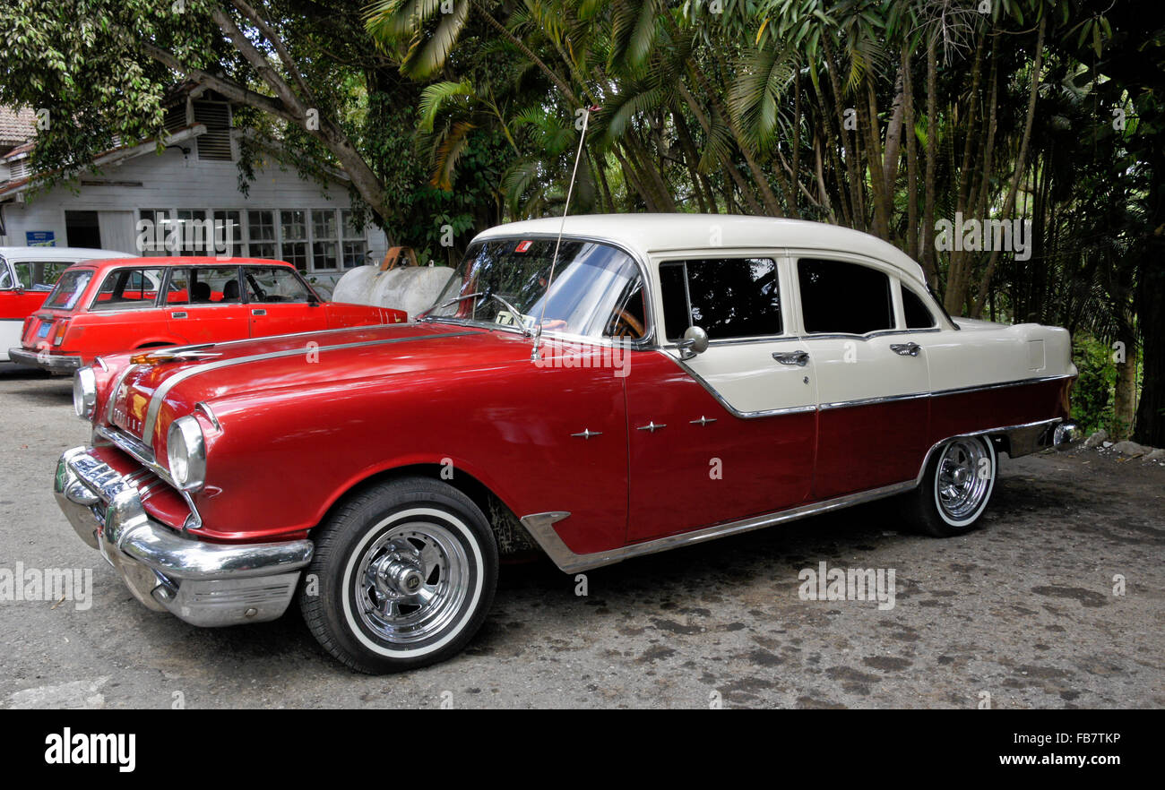 Classic American car (Pontiac) turned into a taxi, Havana, Cuba Stock Photo