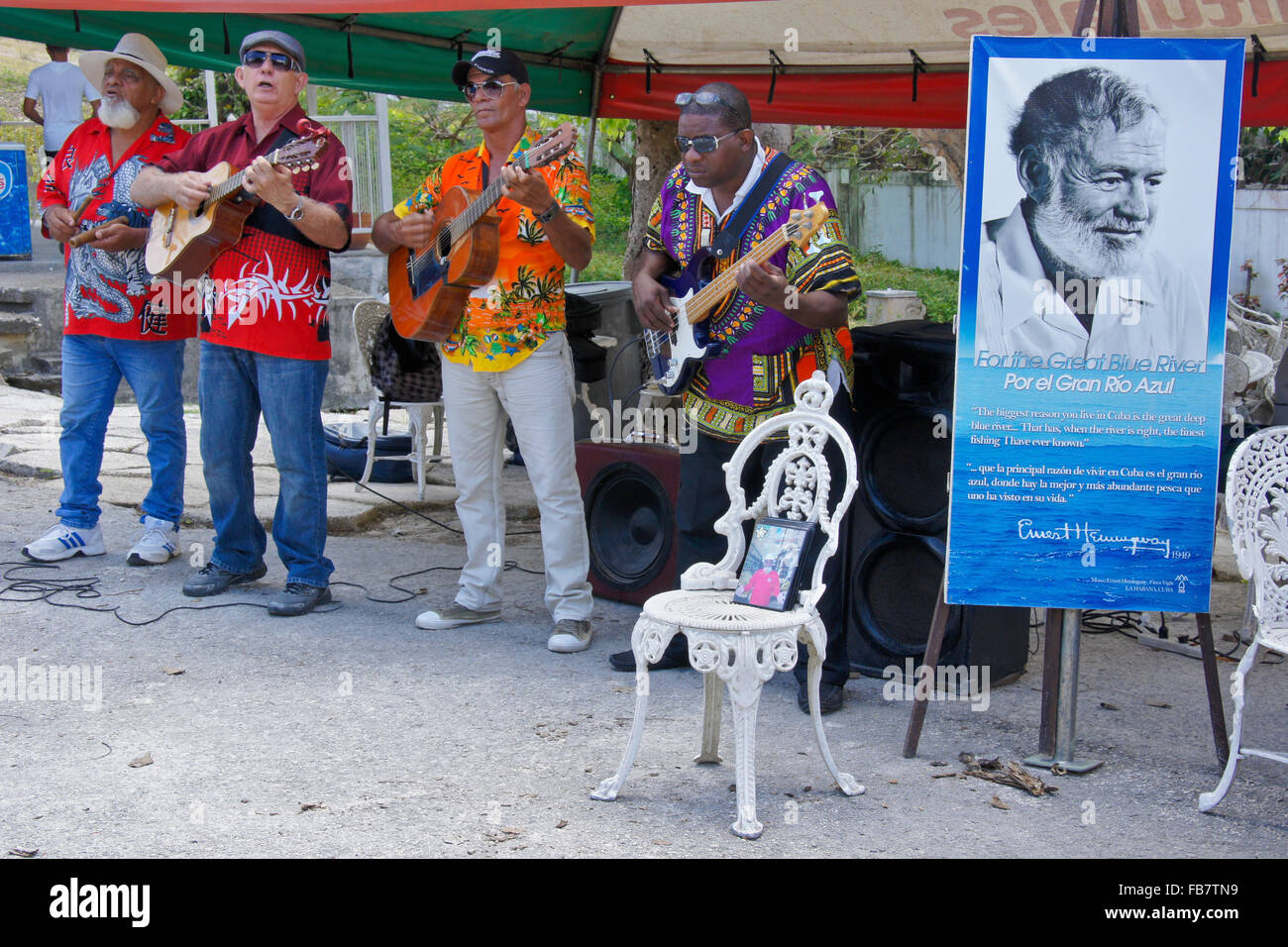 Musicians playing at Ernest Hemingway's Finca Vigia, San Francisco de Paula, Cuba Stock Photo