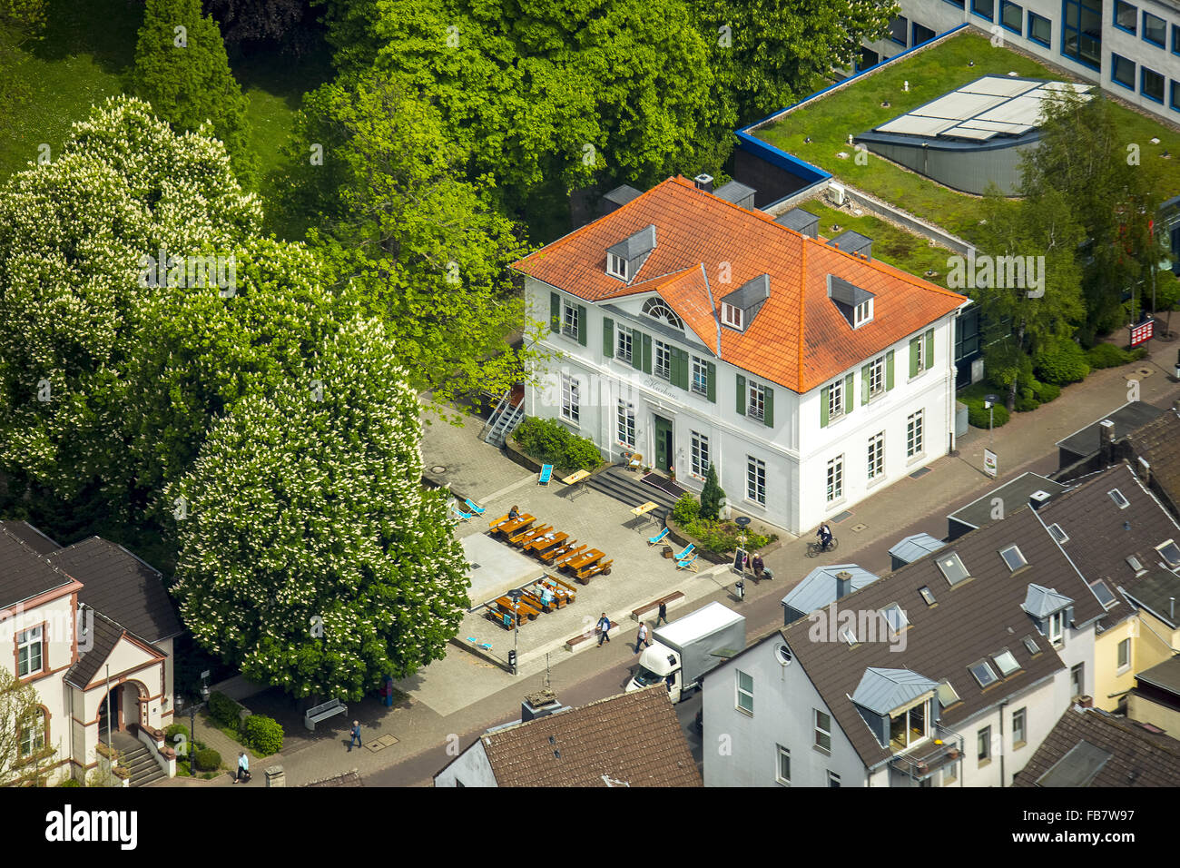 Aerial view, Health spa center, Erkrath, Rhineland, North Rhine-Westphalia, Germany, Europe, Aerial view, birds-eyes view, Stock Photo
