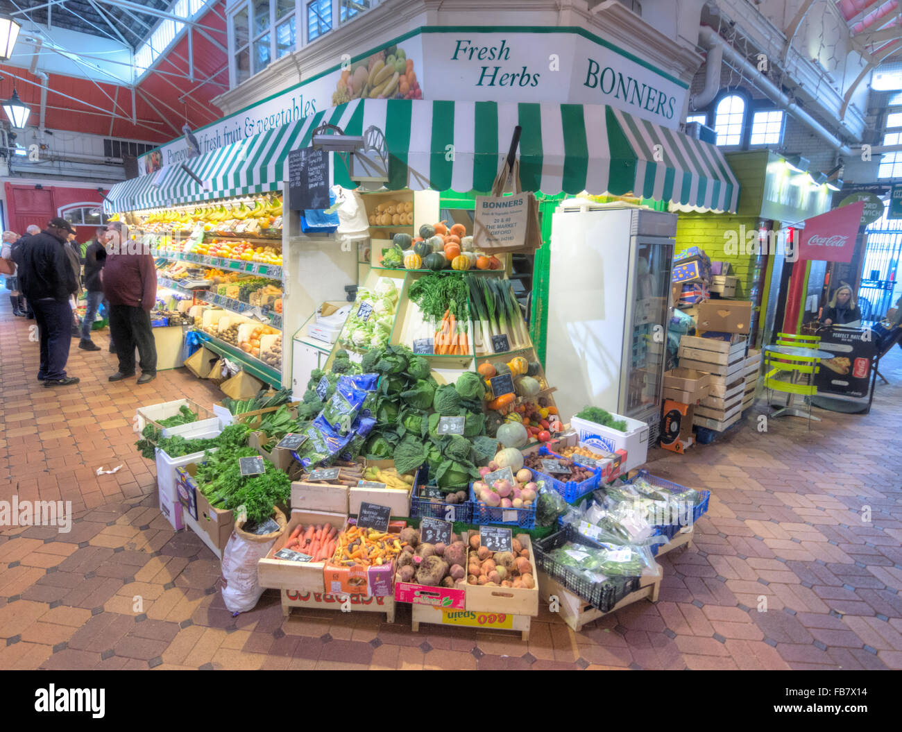 Oxford Covered Market.  Historic Market,  Indoor market greengrocer Stock Photo