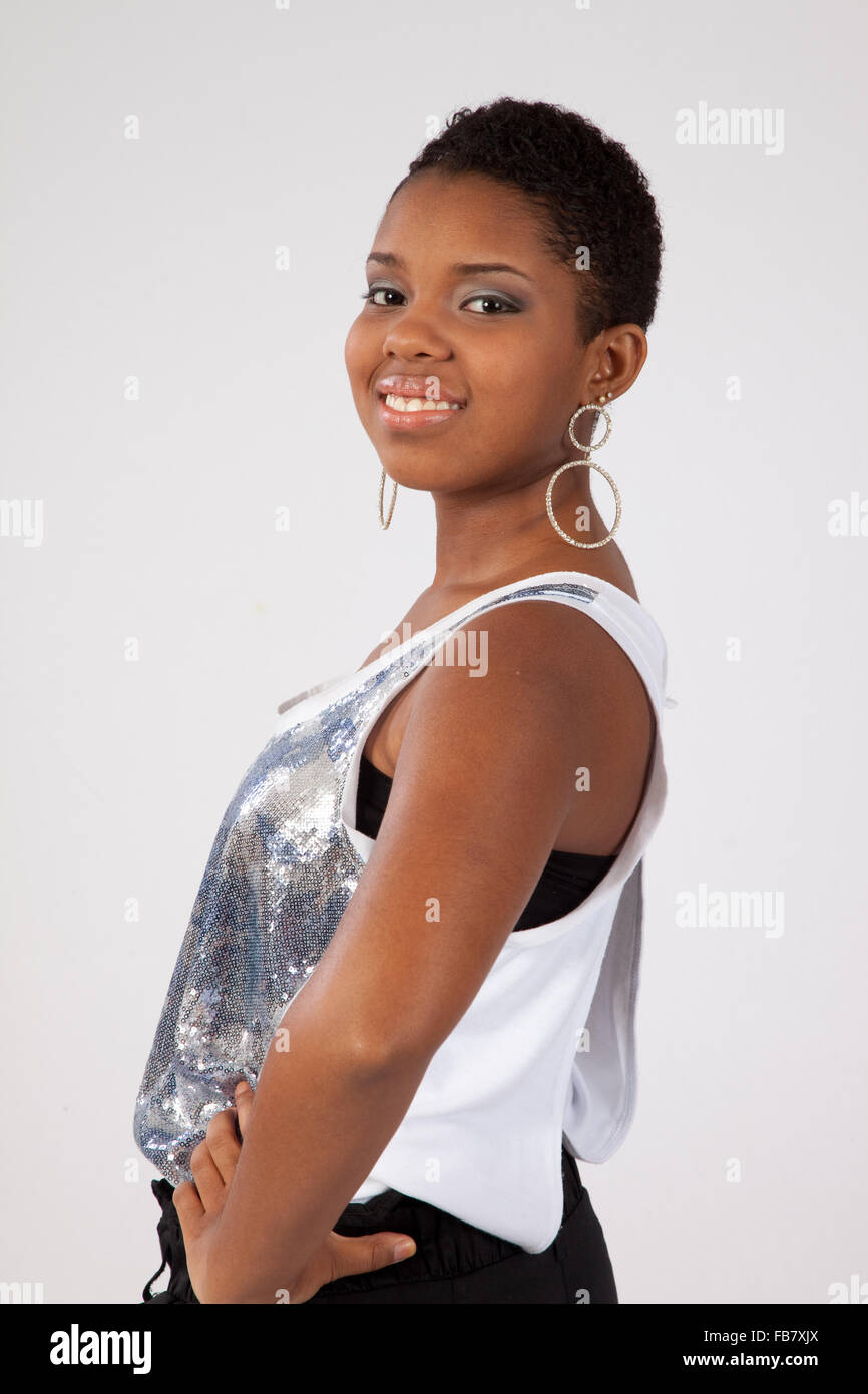 Lovely Black woman looking at the camera with a smile Stock Photo - Alamy
