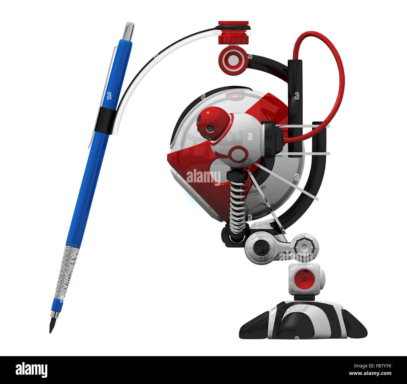 Designer robot with mechanical pencil orthographic viewed from side
