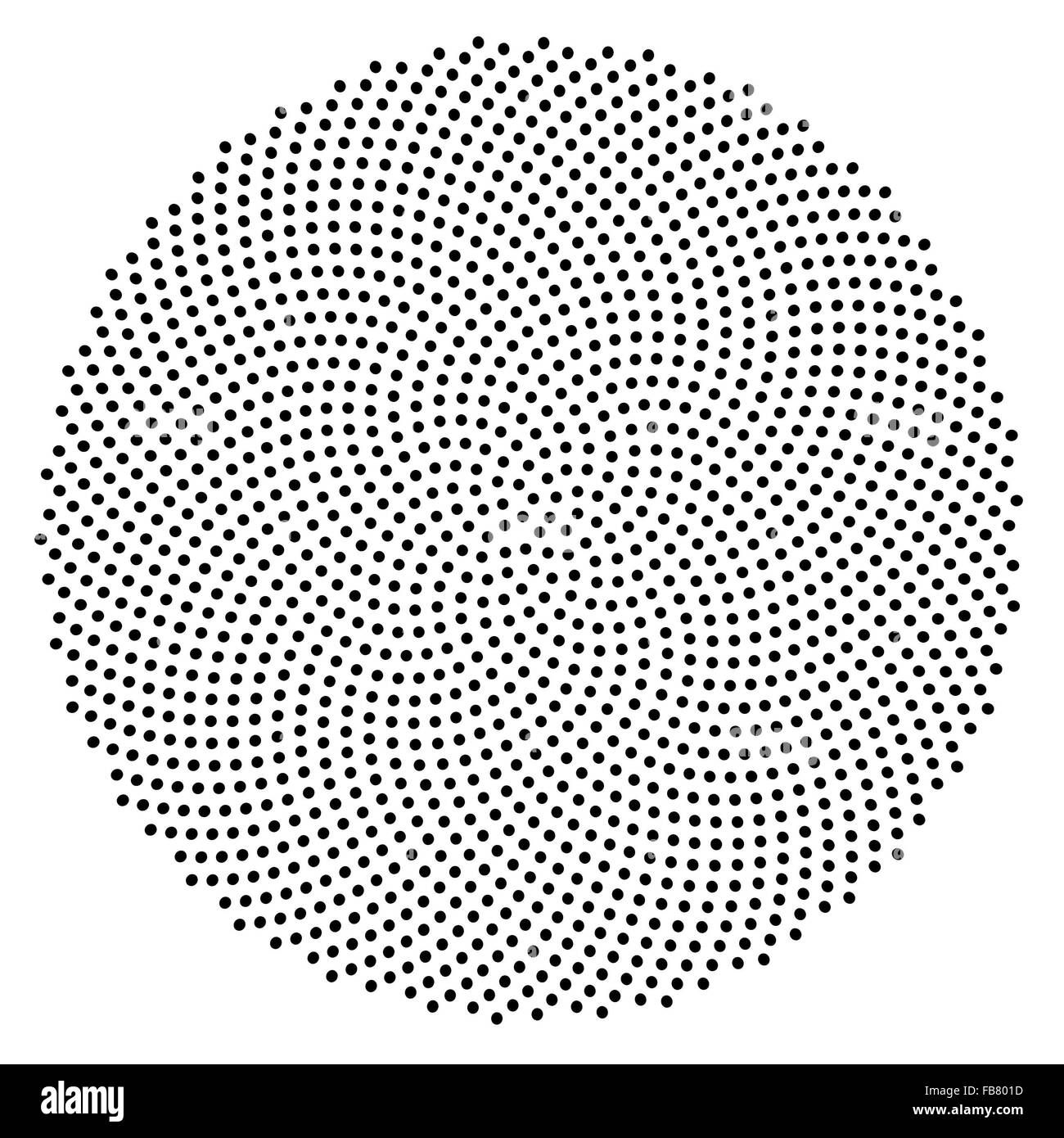 Royalty free clipart illustration of a black fibonacci golden ratio mathematics dot pattern, on a white background. Stock Photo
