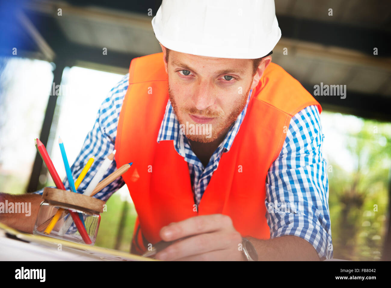 Architect Engineer Working Planning Drawing Concept Stock Photo Alamy