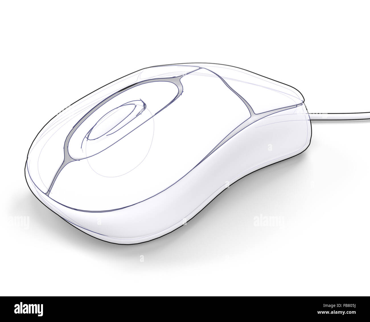 A computer mouse drawn in technical style. It is actually a 3d render!  Stock Photo - Alamy