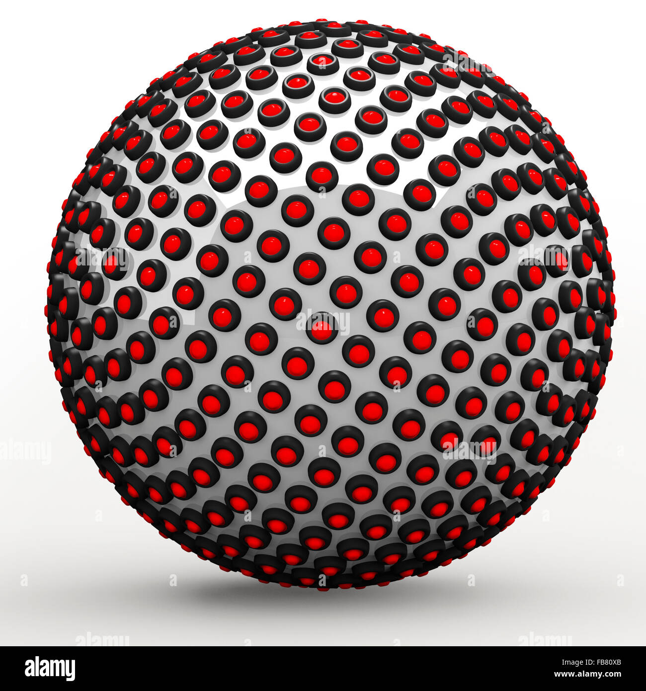 Abstract technol sphere, 3d golden ratio fibonacci sequence concept. Red leds lining a metallic sphere. Stock Photo