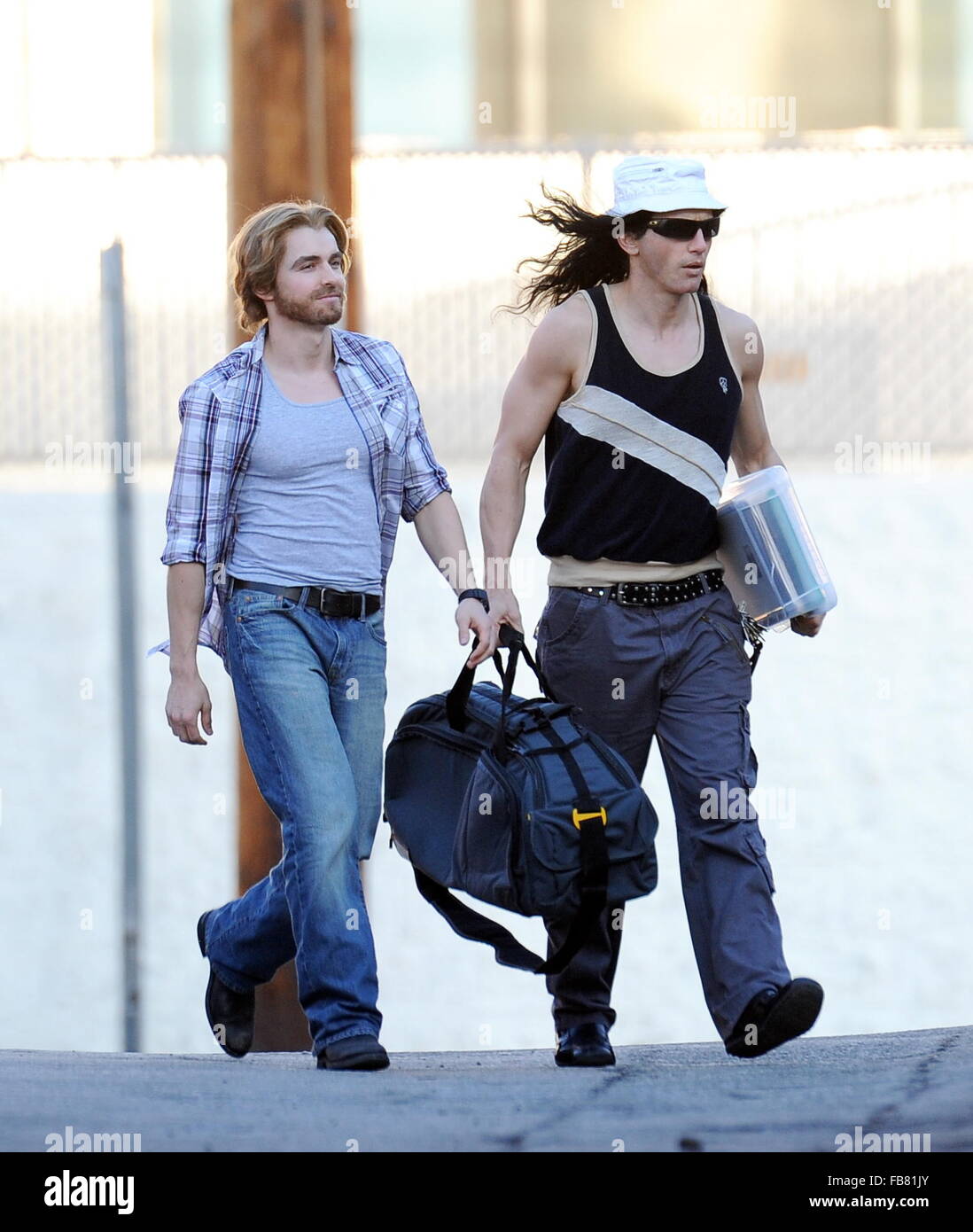 James Franco and his younger brother Dave Franco on set filming the comedy film 'The