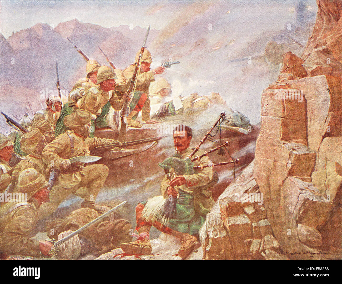 Gordon Highlanders storming Dargai 1897 Stock Photo