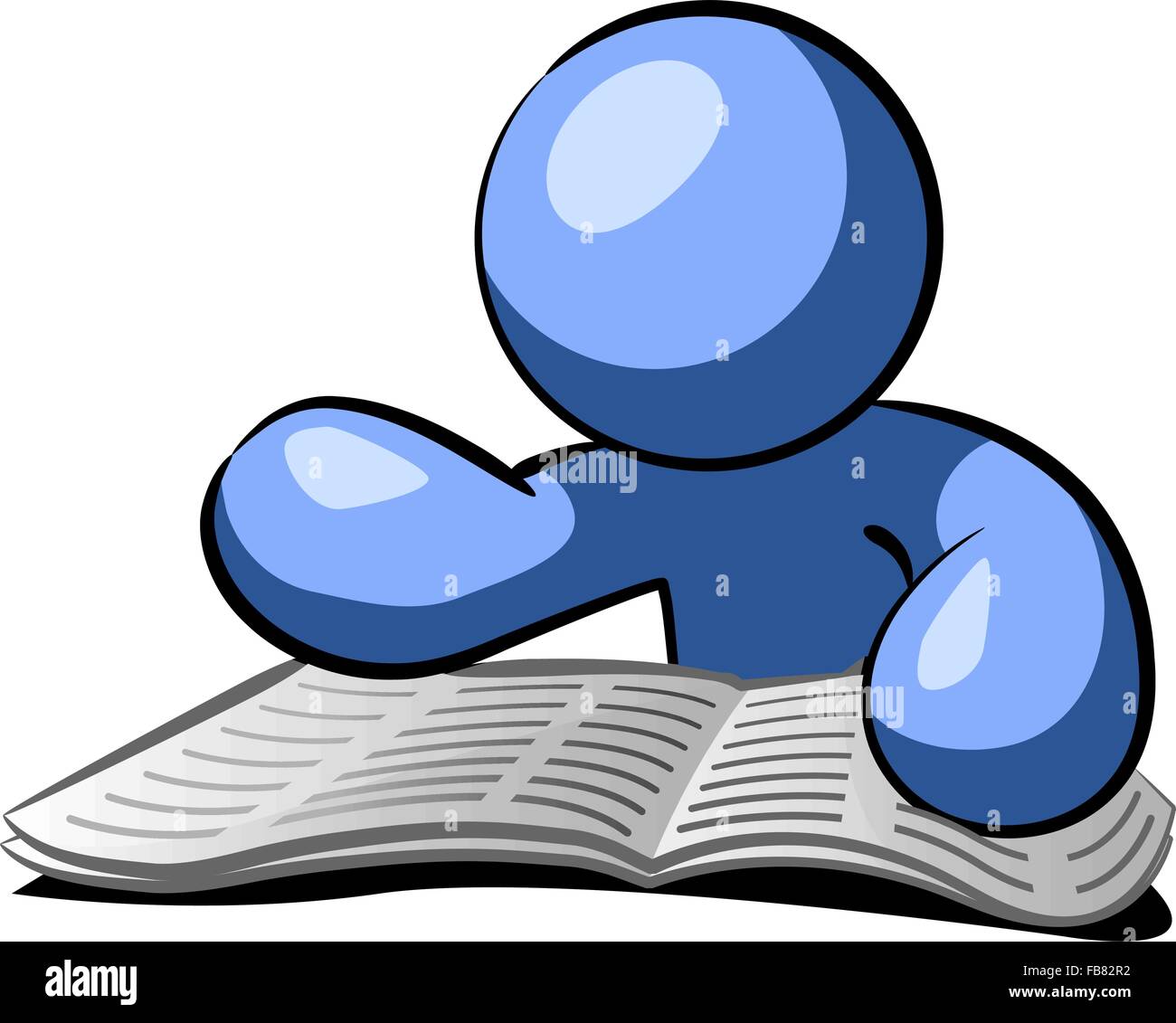 A blue man reading the newspaper, most likely the wanted ads. Stock Vector