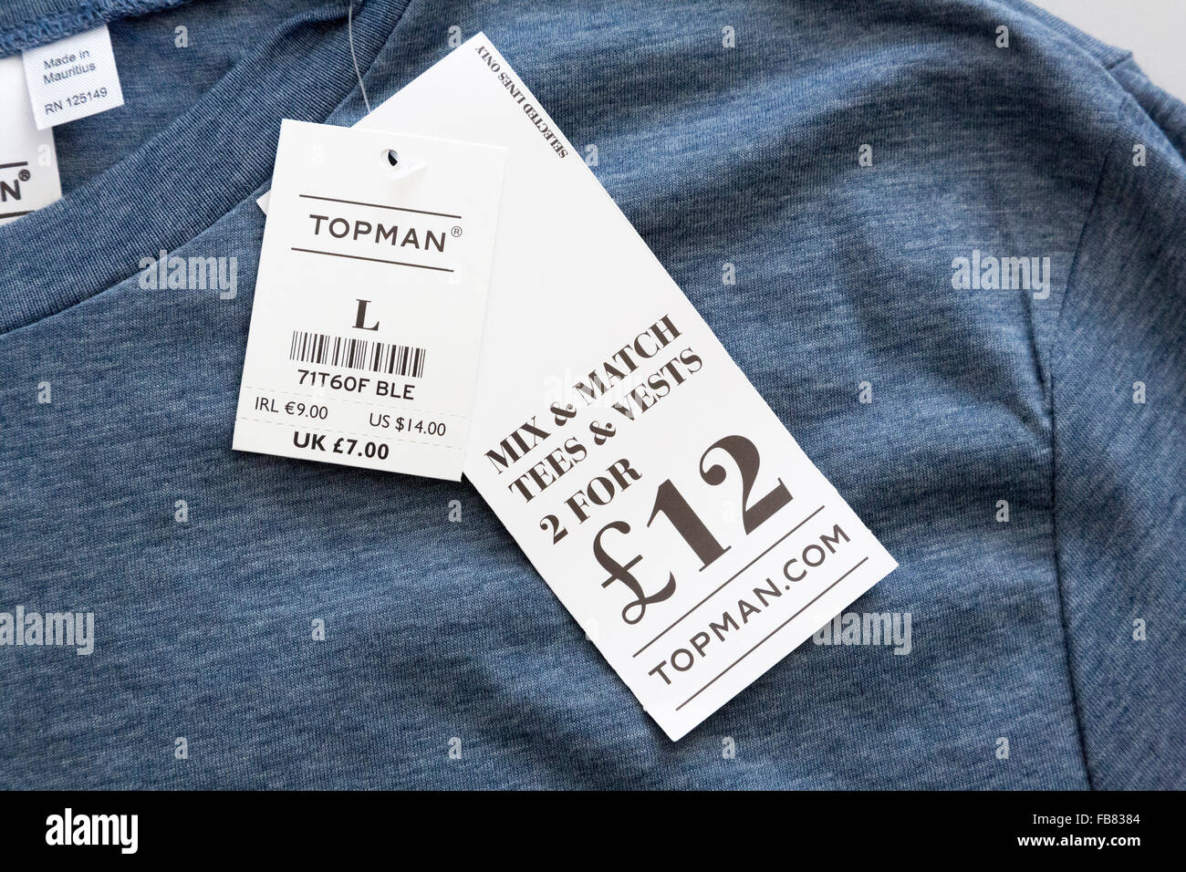 clothing price tag on Topman T-shirt Stock Photo - Alamy