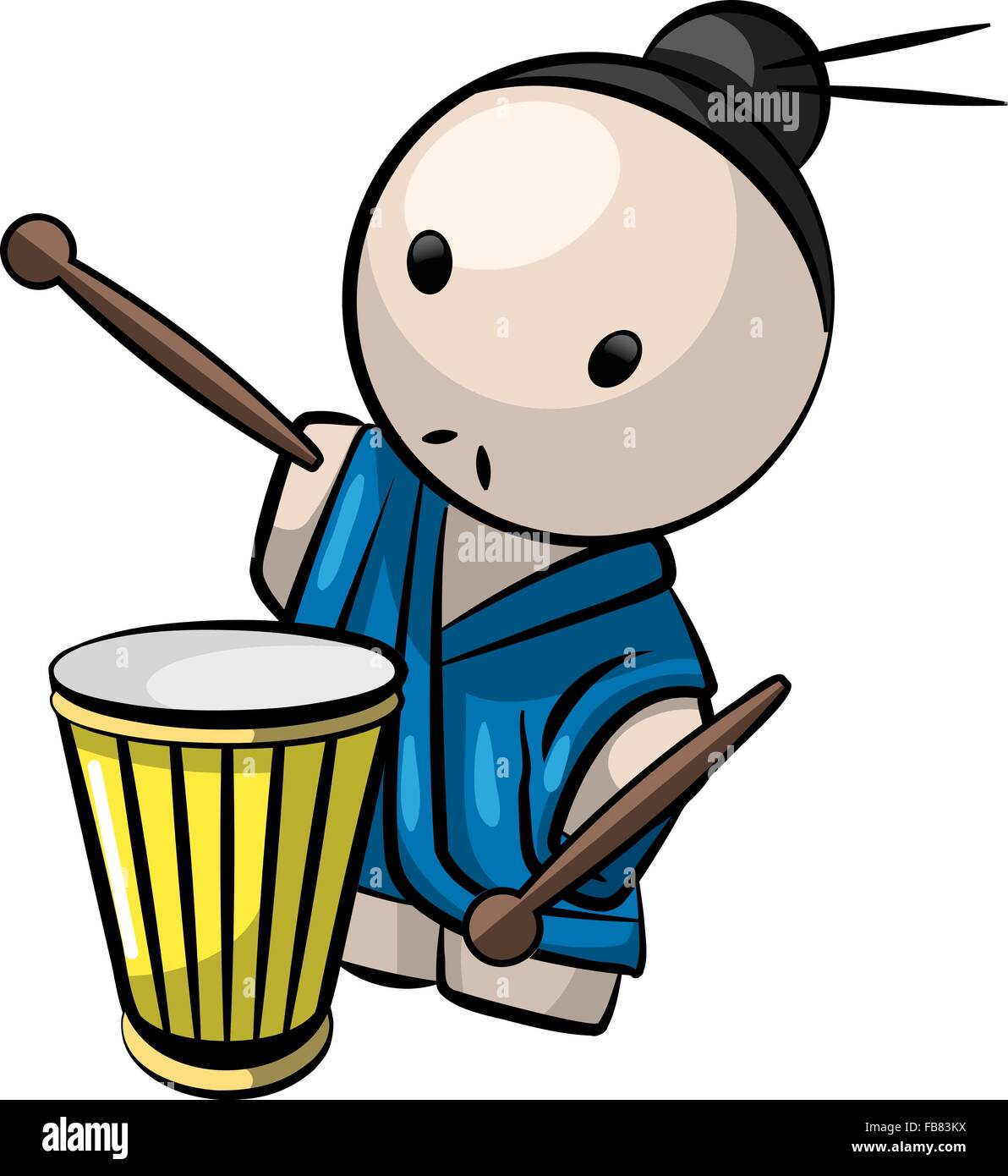 A little japanese drummer man, an illustration in traditional culture