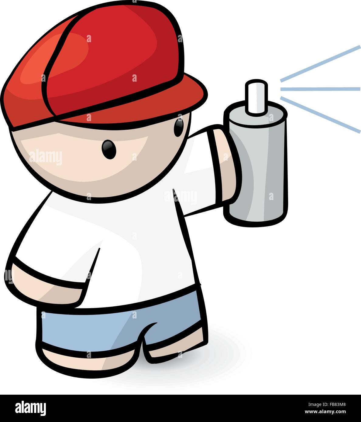 A cute kid holding a spray can and ready to mark some unfortnate man's