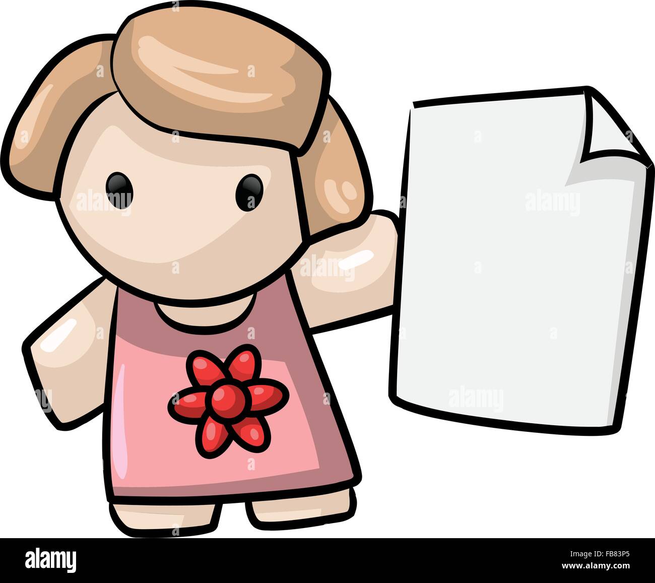 Lady with blank paper for text area. Stock Vector