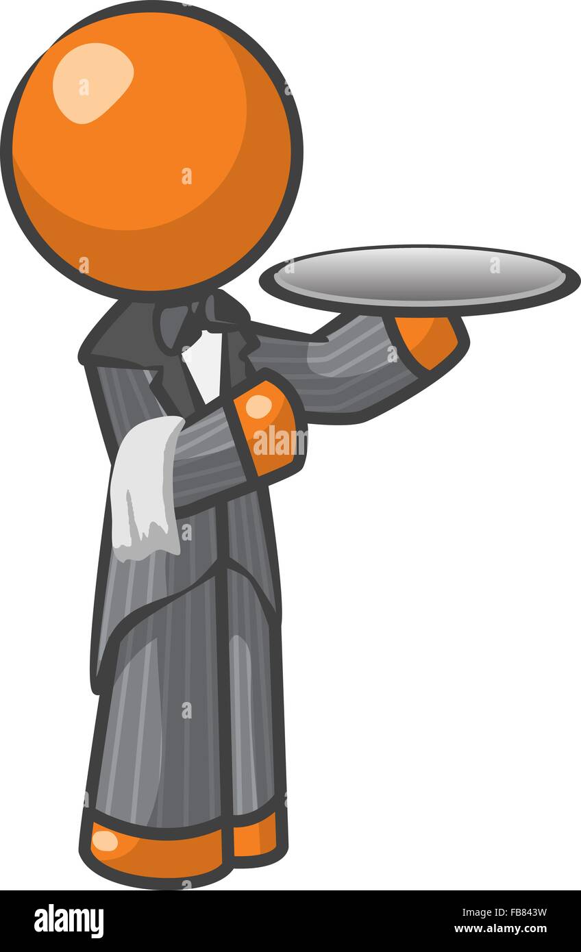 Orange man butler or house servant, a gentleman's man or someone who  waits on the 'priveleged'. Stock Vector