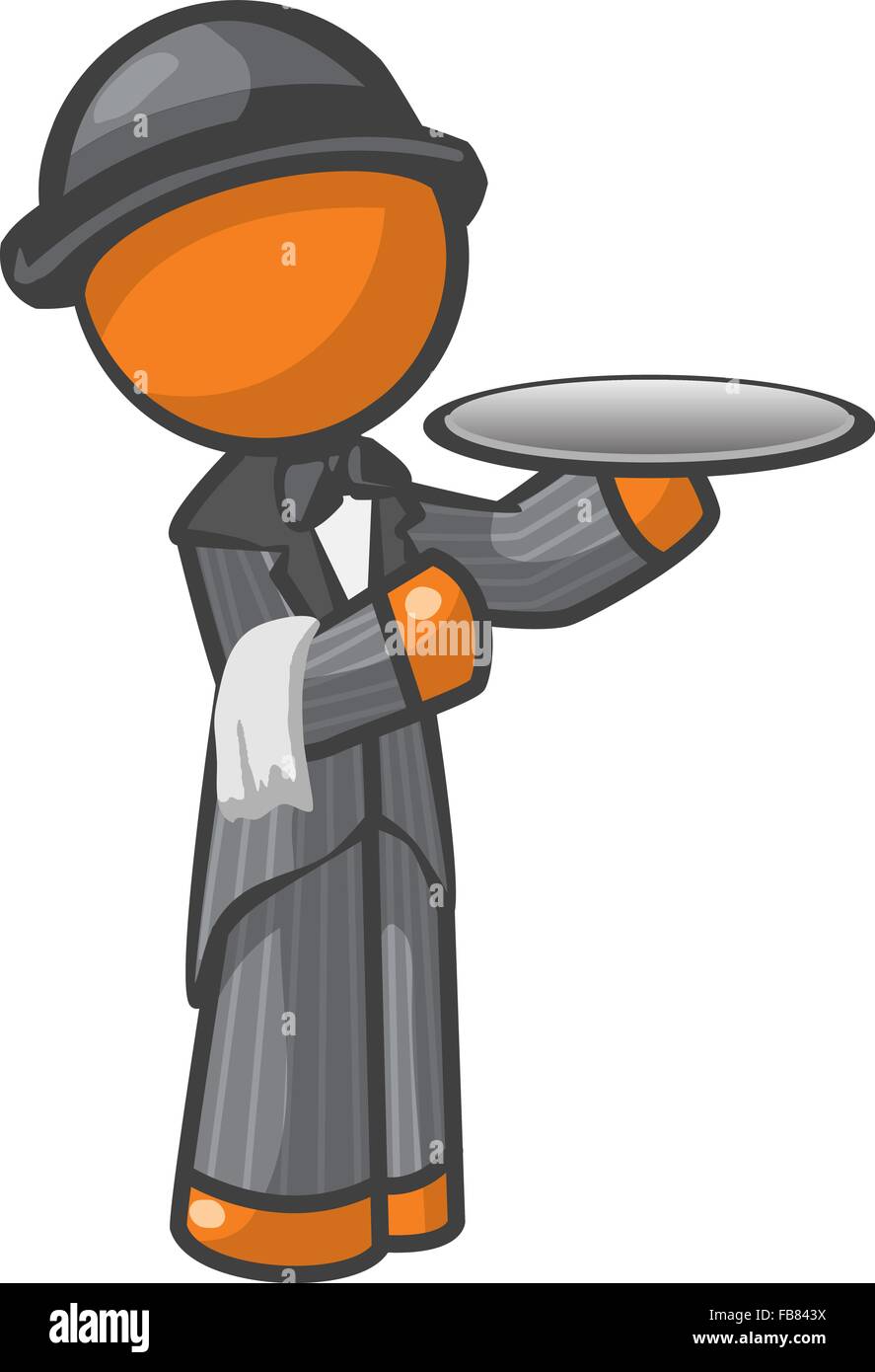 Orange man butler or house servant, a gentleman's man or someone who  waits on the 'priveleged'. Stock Vector