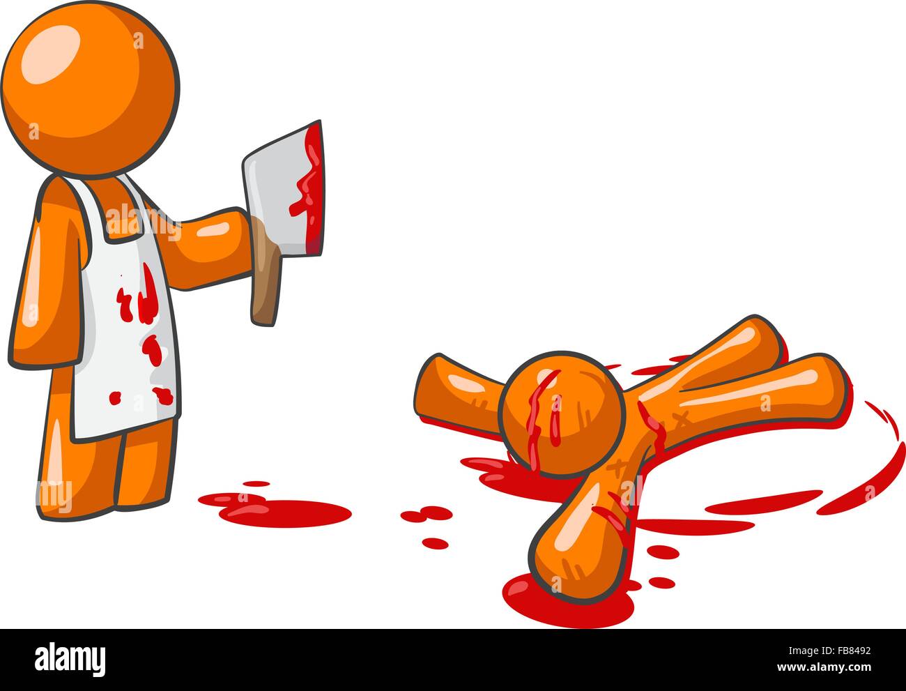 Orange person butcher who kills other orange people. Very scary. Stock Vector