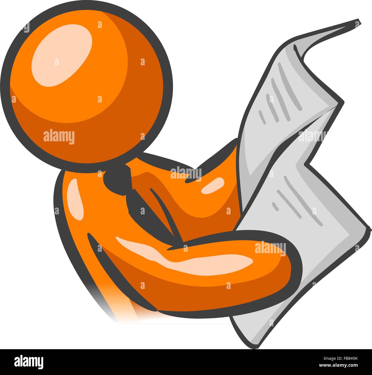 An orange man reading the news and getting up on current events. Stock Vector