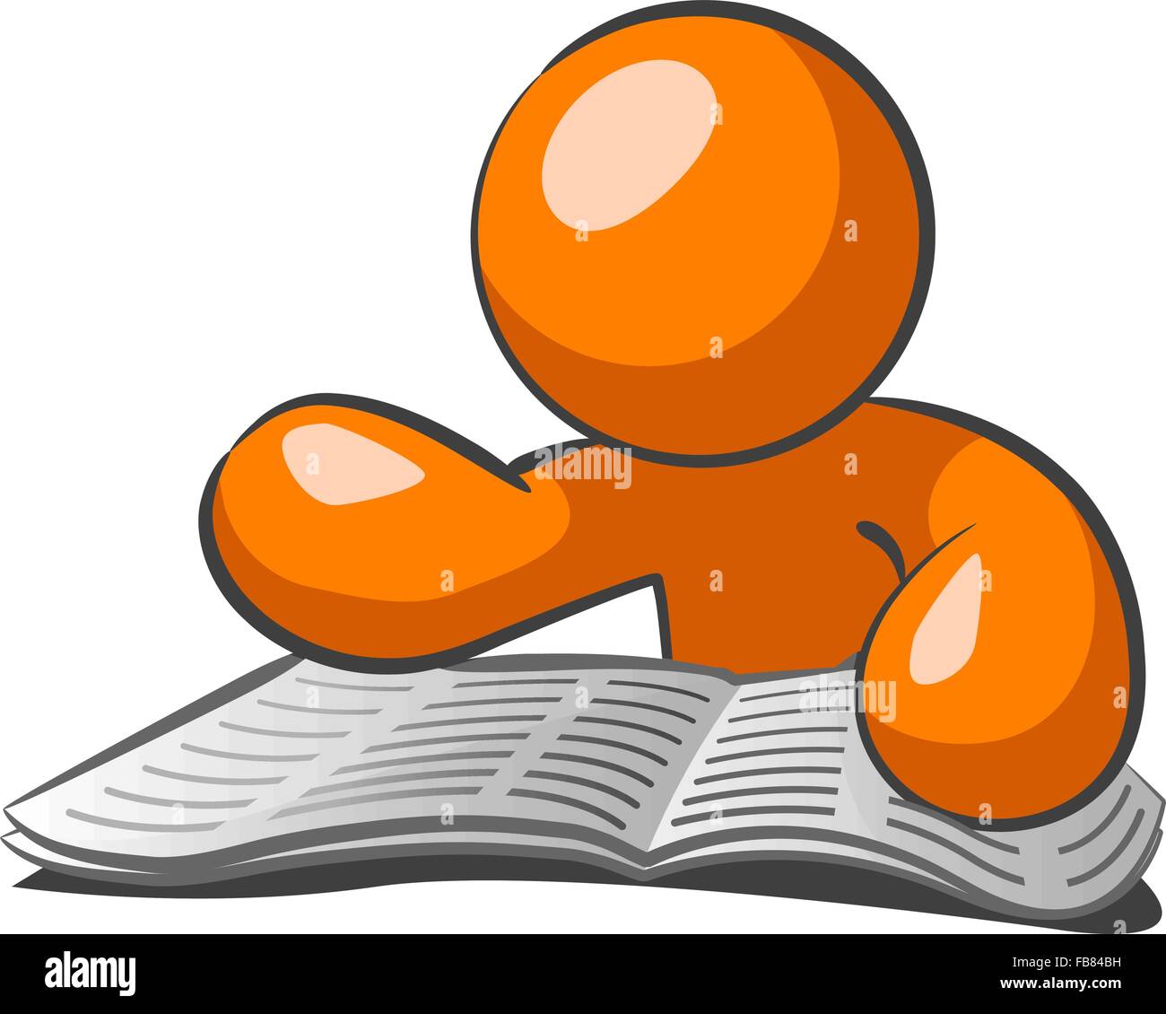 Orange man browsing the want ads, looking for a job in this very challenged economy. Stock Vector
