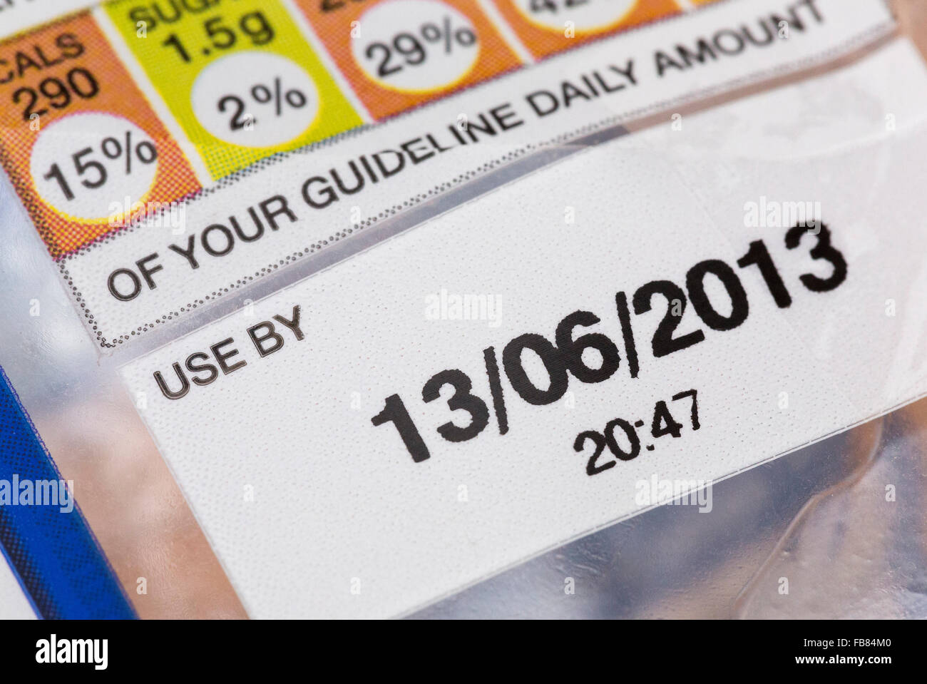 food packaging use by date Stock Photo