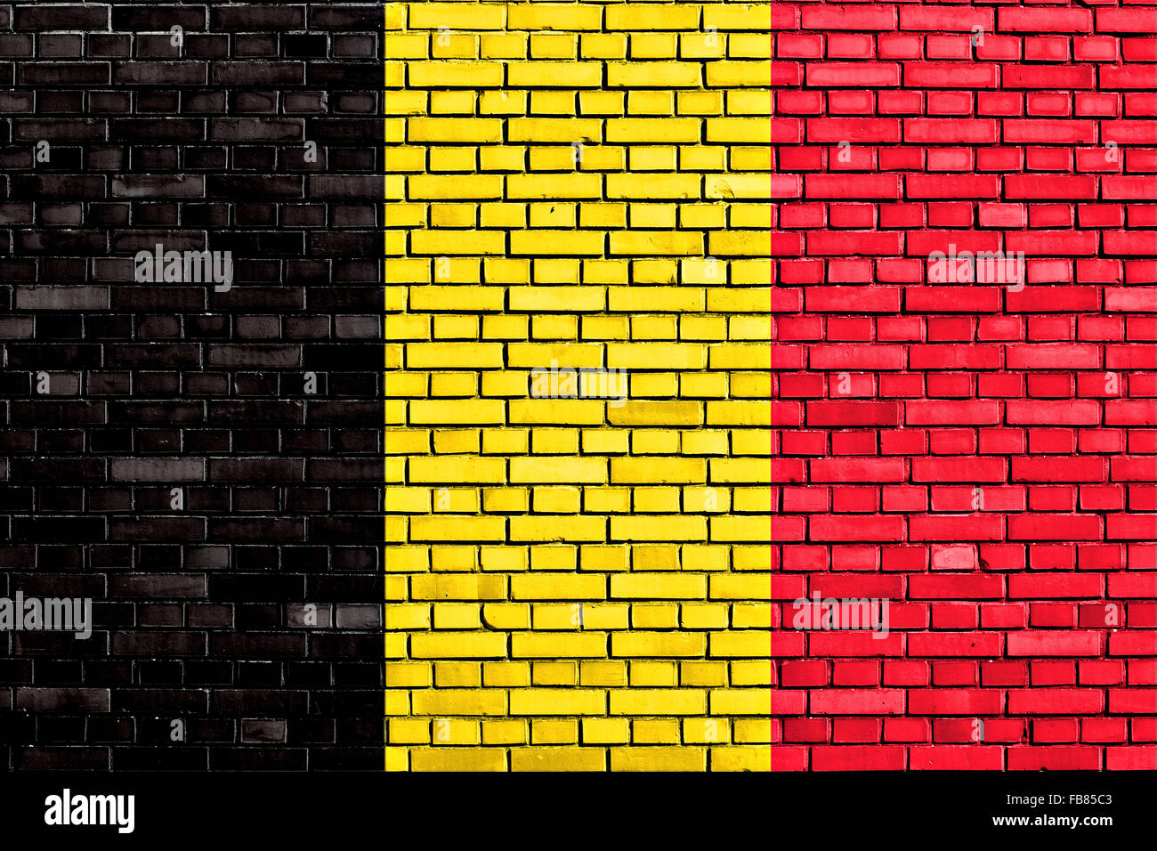 flag of Belgium painted on brick wall Stock Photo