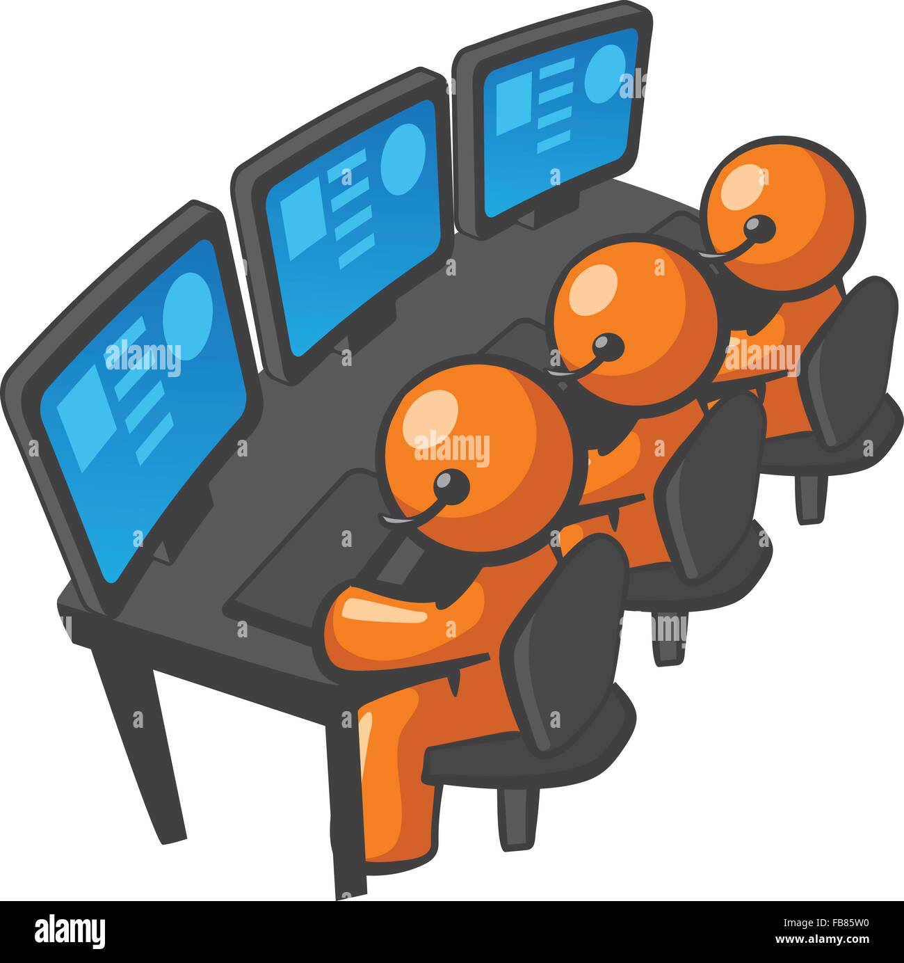 Orange man phone support or telemarketing, local or outsourced. It really is quite diverse. It can also be a programming or webs. Stock Vector
