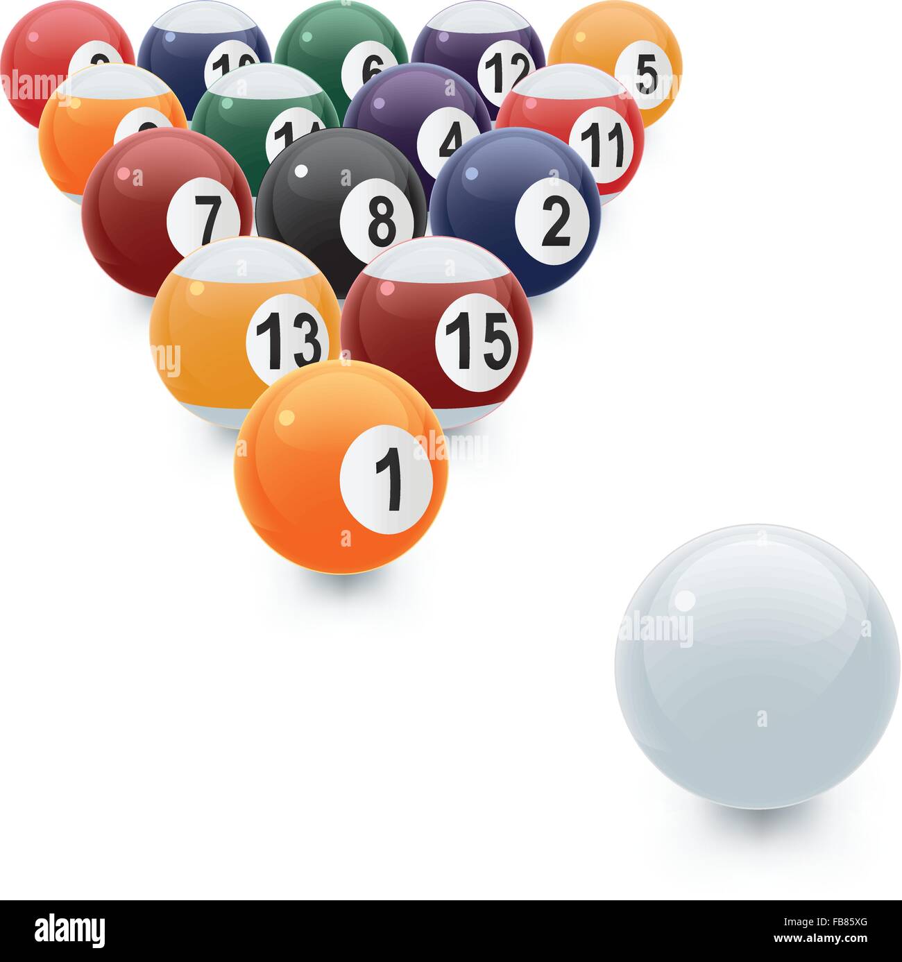 A vector illustration of a glossy set of pool balls in proper ...