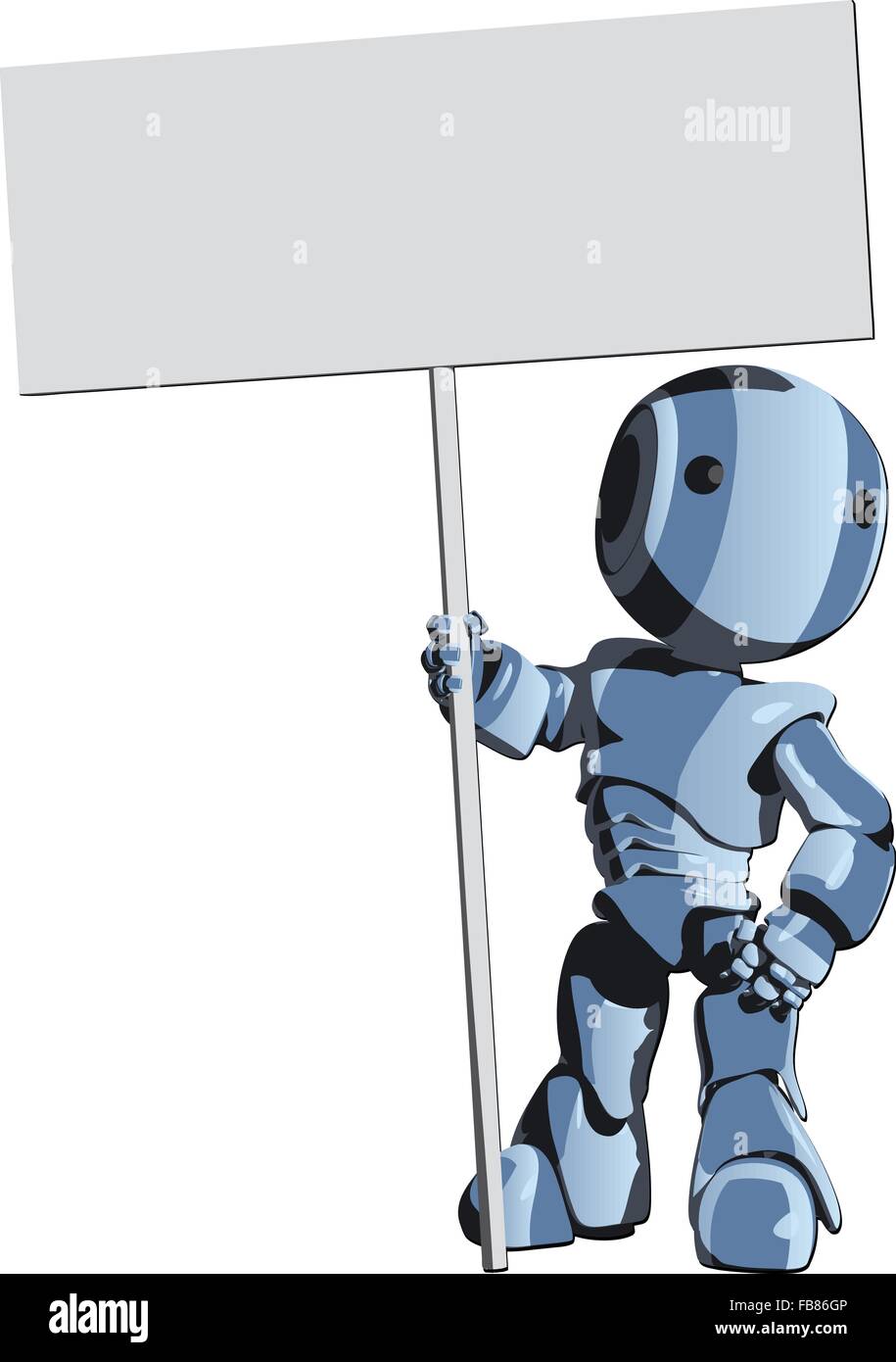 A cute blue robot holding a sign, the sign area left blank for your own  writing or design Stock Vector Image & Art - Alamy