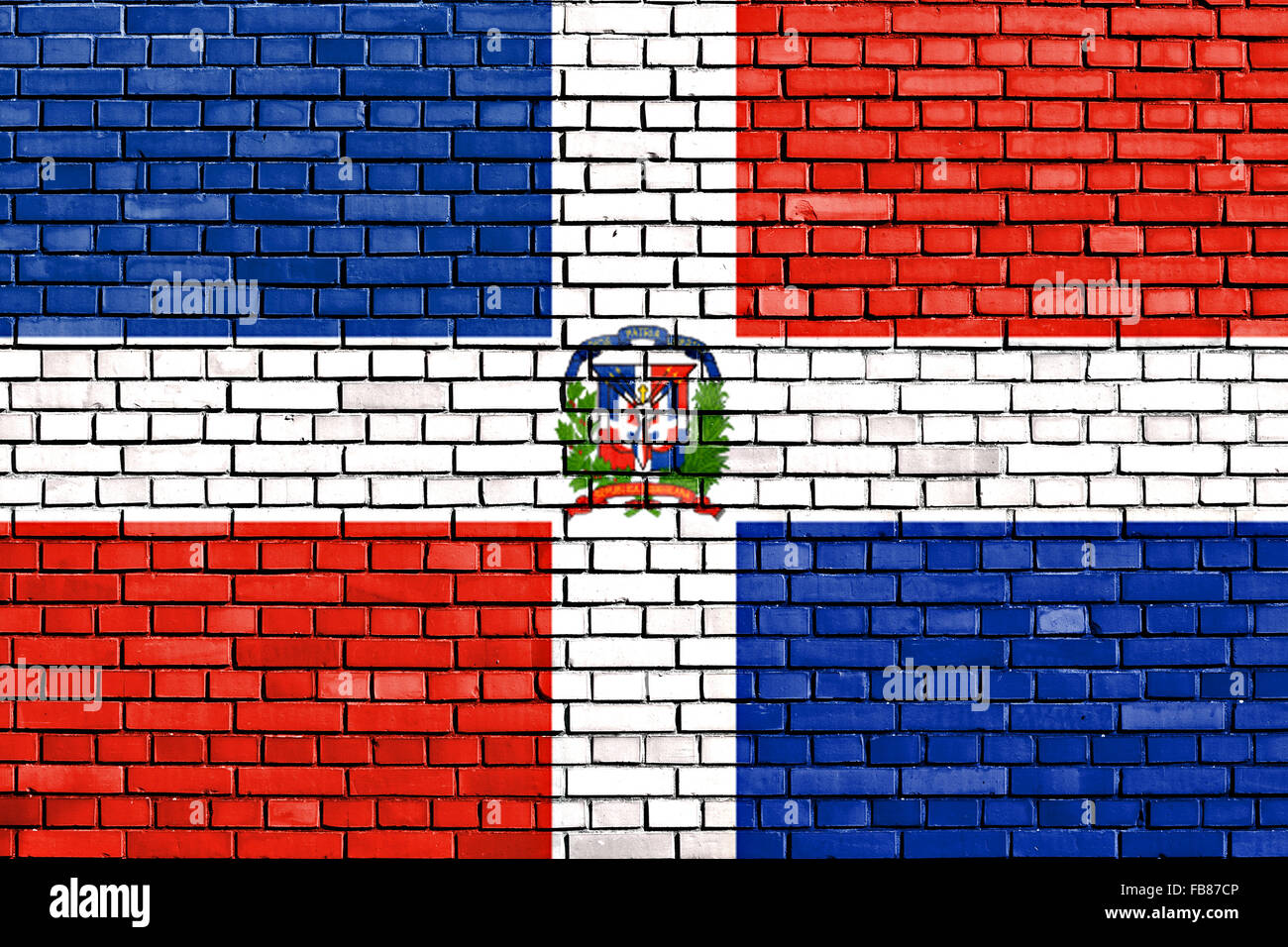 flag of Dominican Republic painted on brick wall Stock Photo