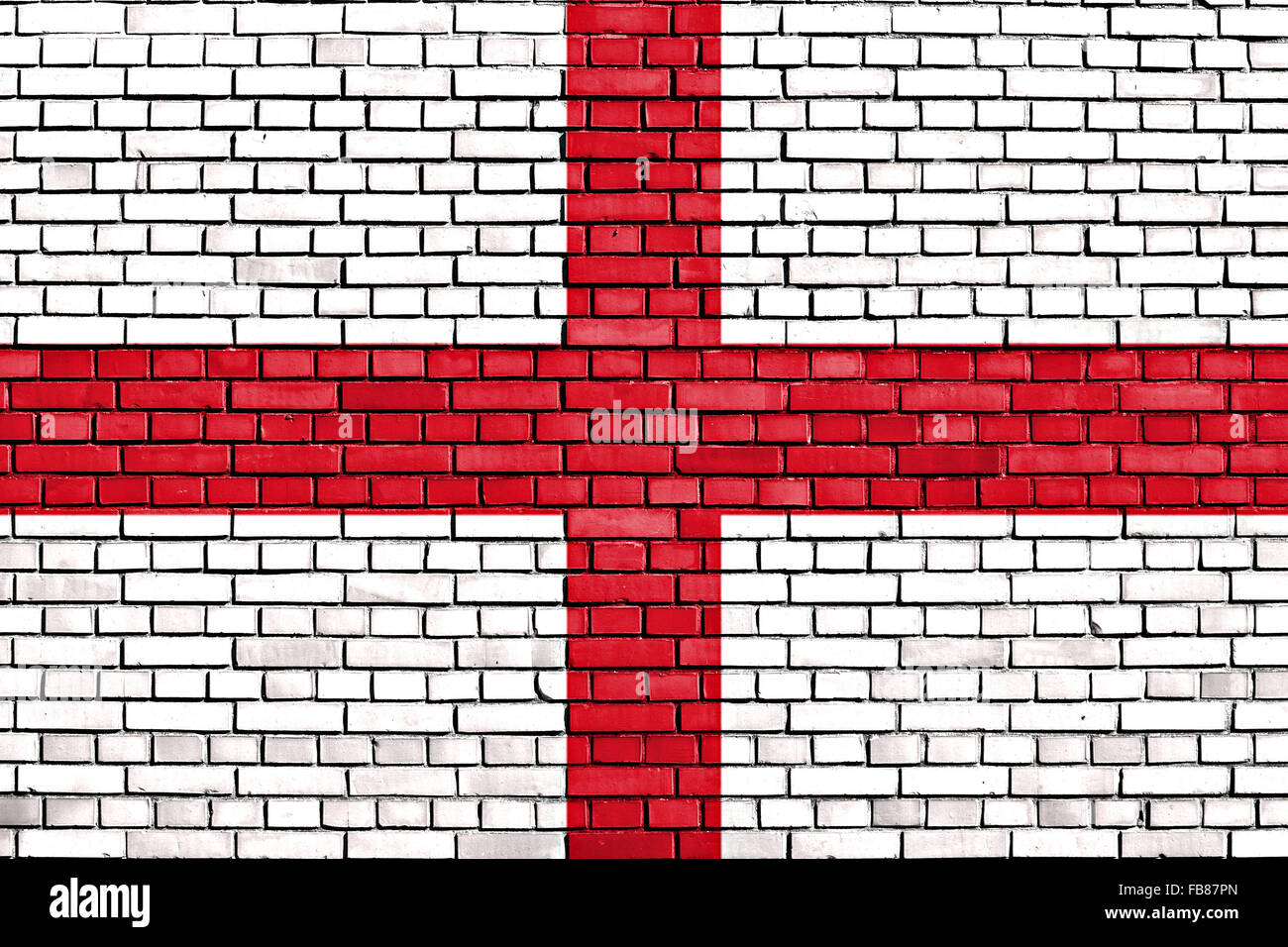 flag of England painted on brick wall Stock Photo