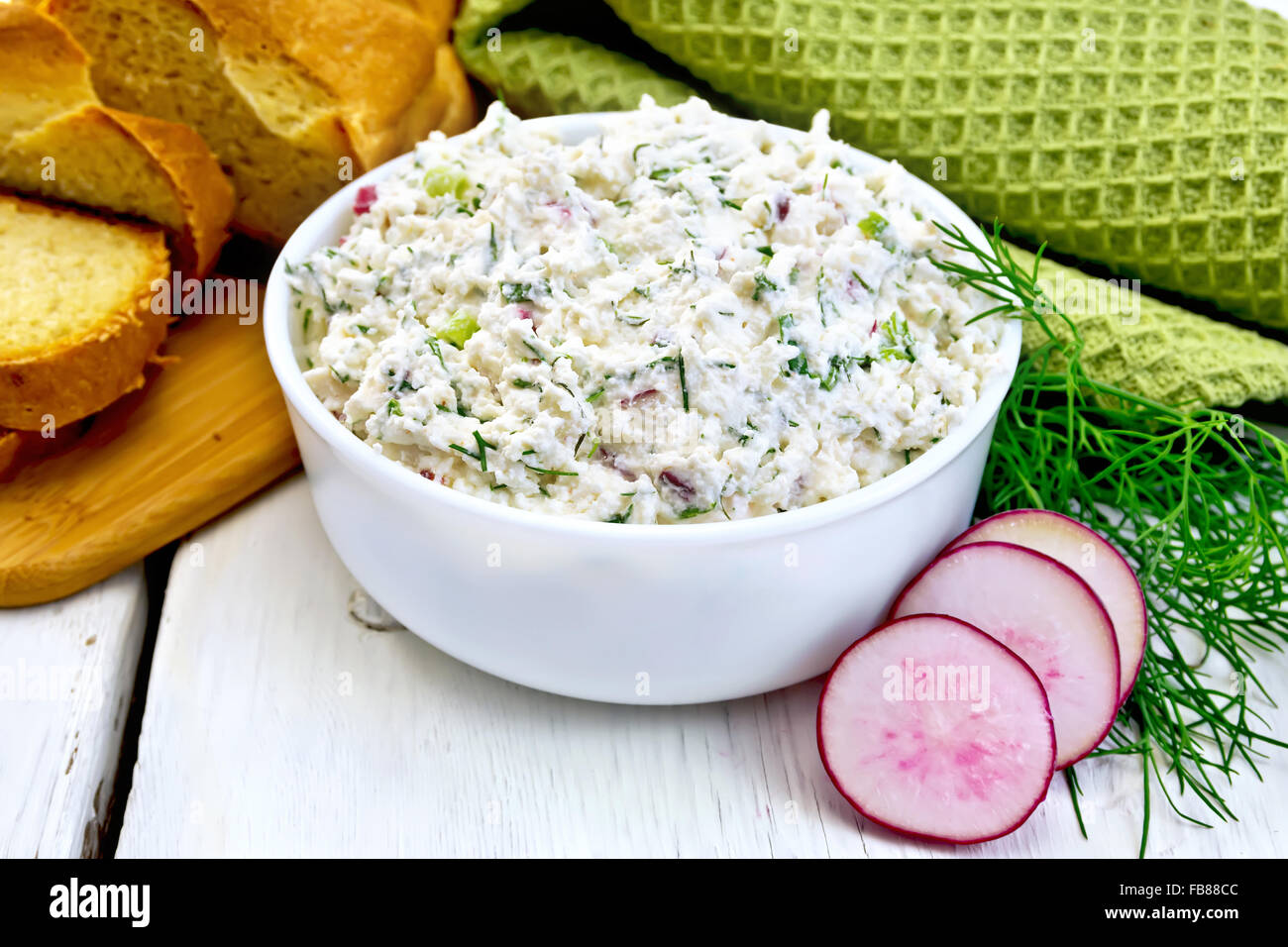 Pate Of Cottage Cheese Dill And Radish In A Bowl Radish Slices