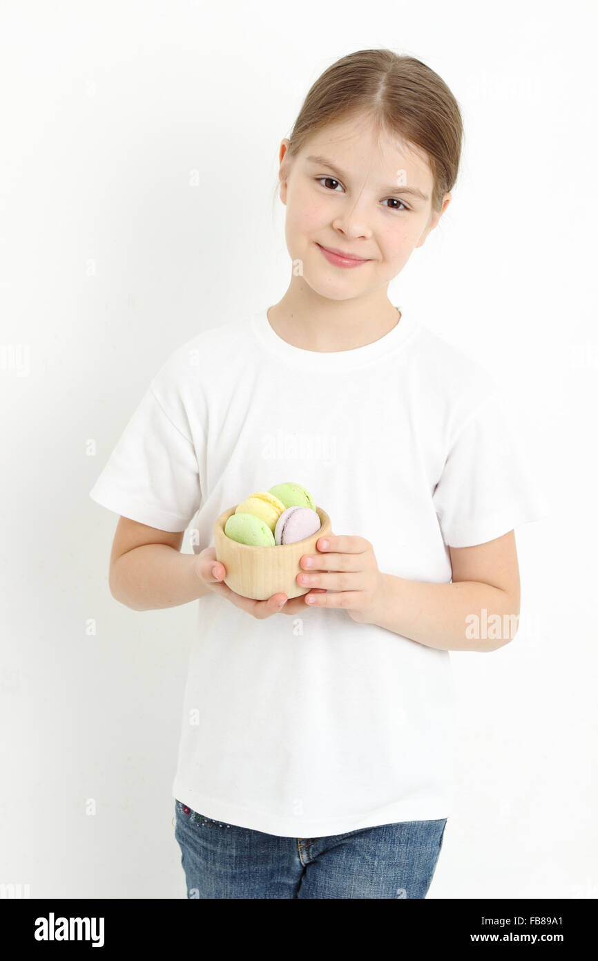 Kid with french food Stock Photo