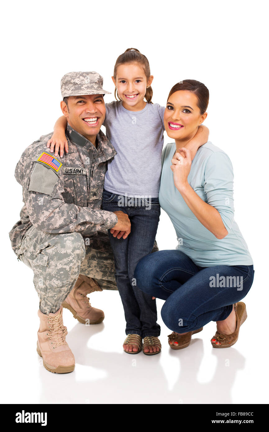 portrait of military man and family Stock Photo