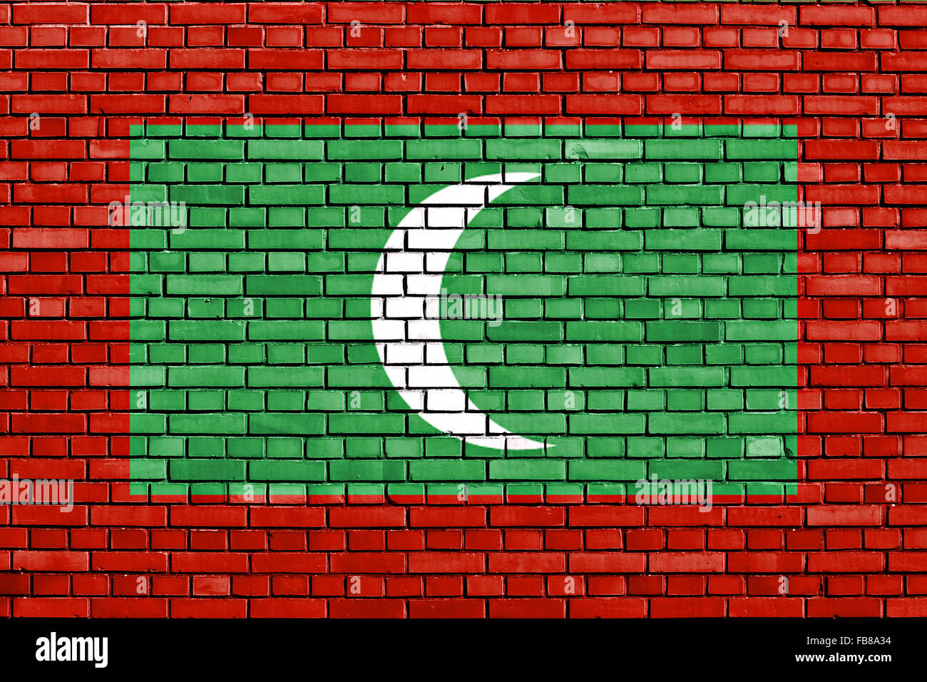 flag of Maldives painted on brick wall Stock Photo - Alamy