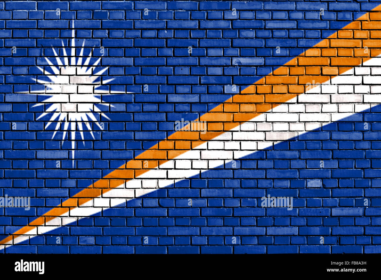 flag of Marshall Islands painted on brick wall Stock Photo