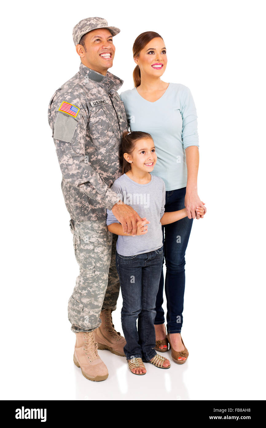 American military family looking up Stock Photo