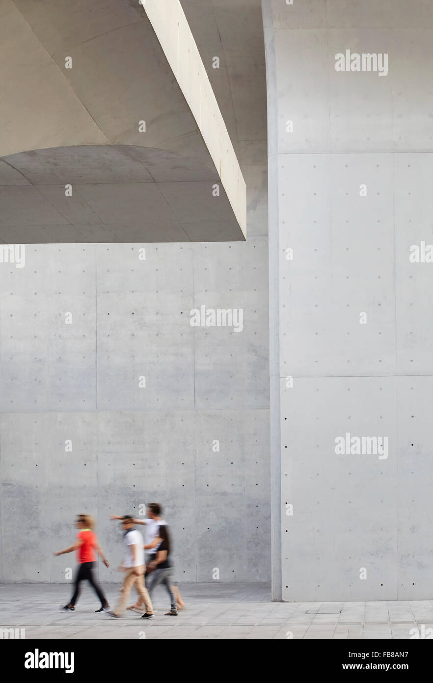 Detail of cast concrete surfaces. Long Museum West Bund, Shanghai, China. Architect: Atelier Deshaus, 2015. Stock Photo