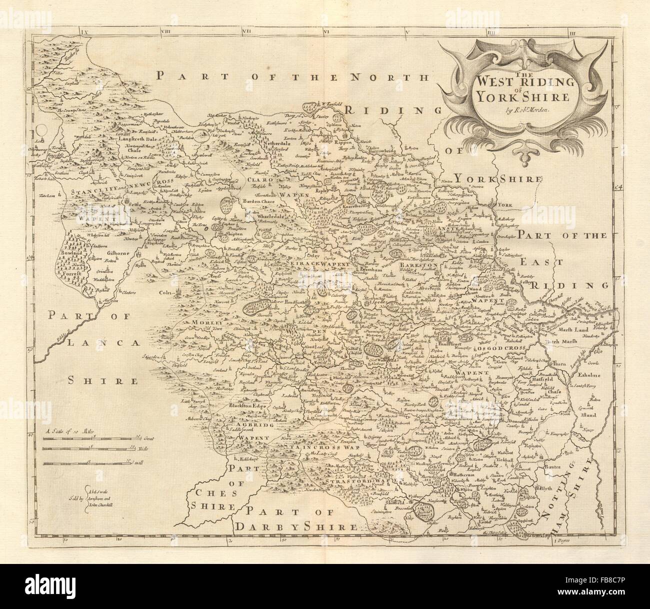 WEST RIDING OF YORKSHIRE: by ROBERT MORDEN from Camden's Britannia ...