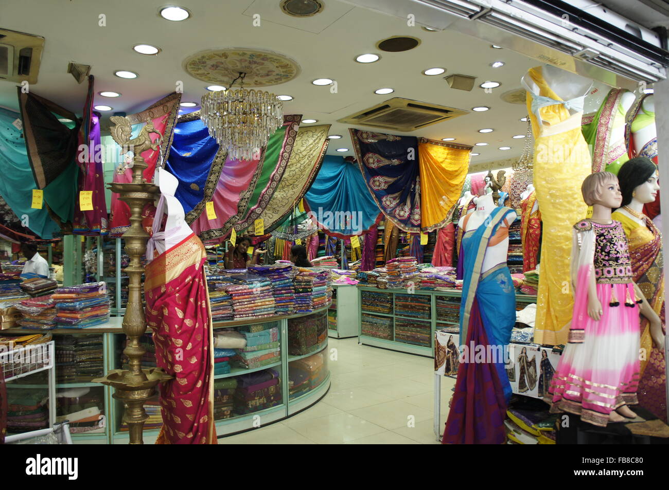 fabric and textile shop in Little India of Kuala Lumpur, Malaysia Stock Photo