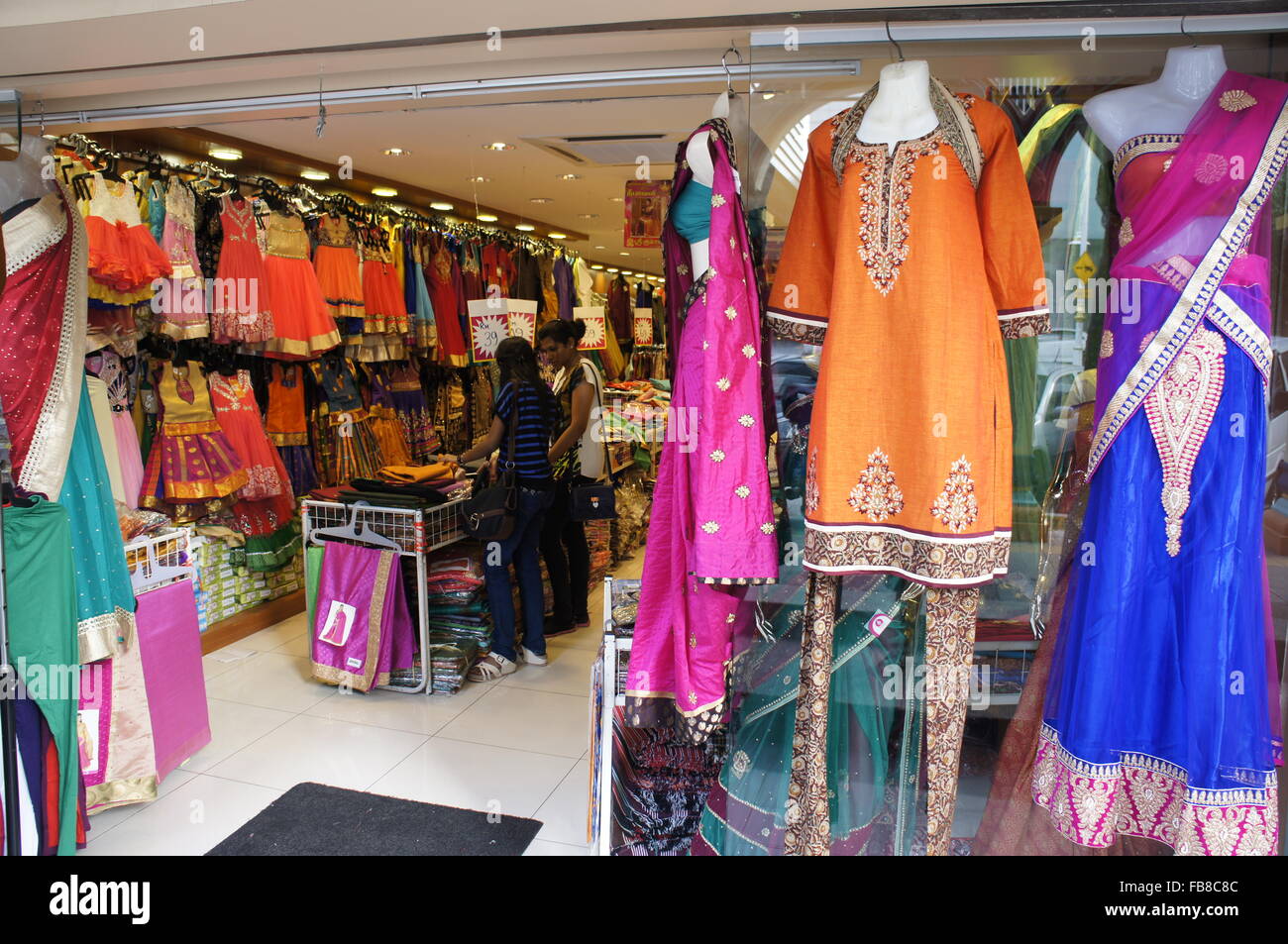 fabric and textile shop in Little India of Kuala Lumpur, Malaysia Stock Photo