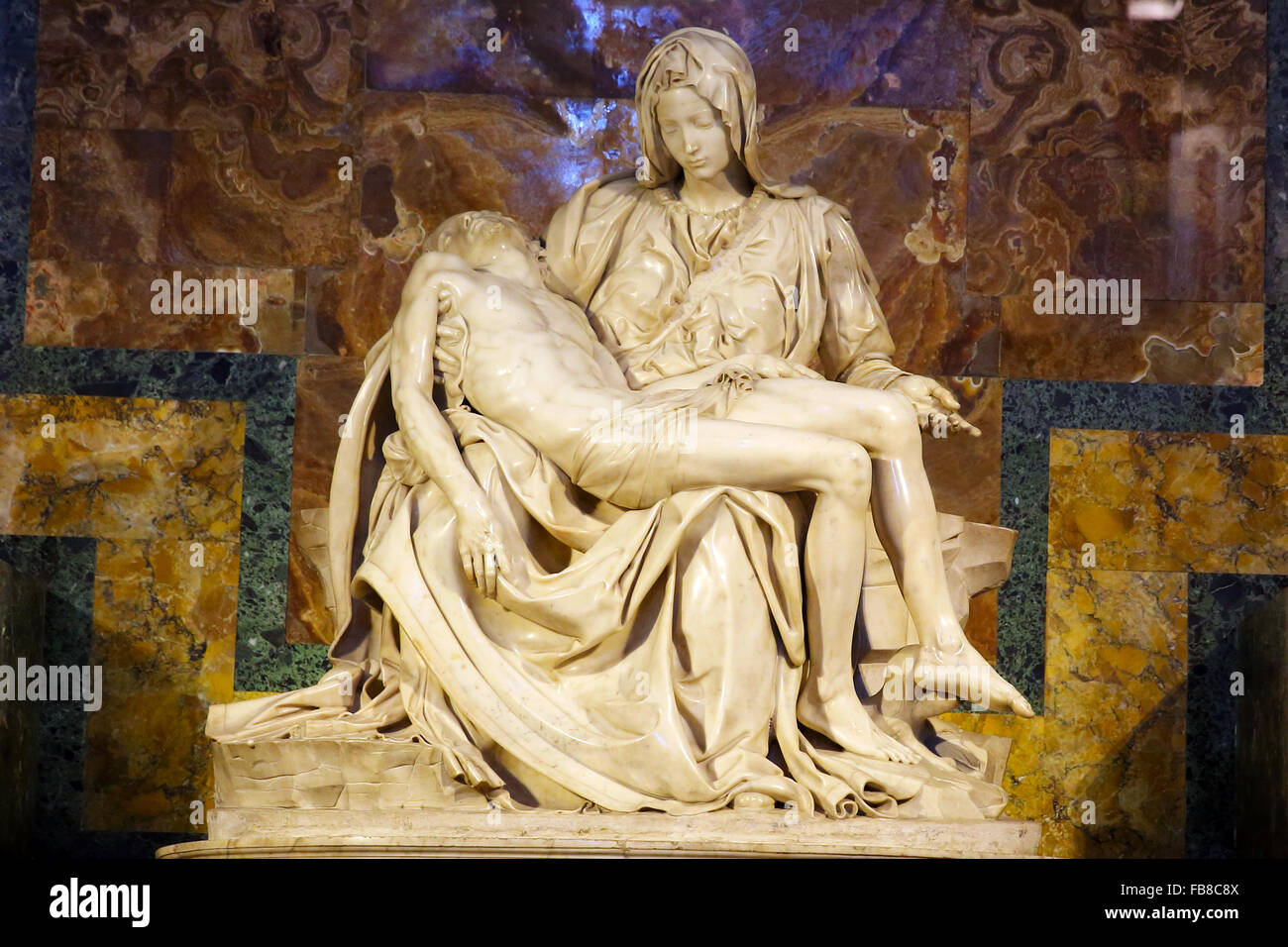 Michelangelo's Pieta in Saint Peter's Cathedral in the Vatican. Stock Photo