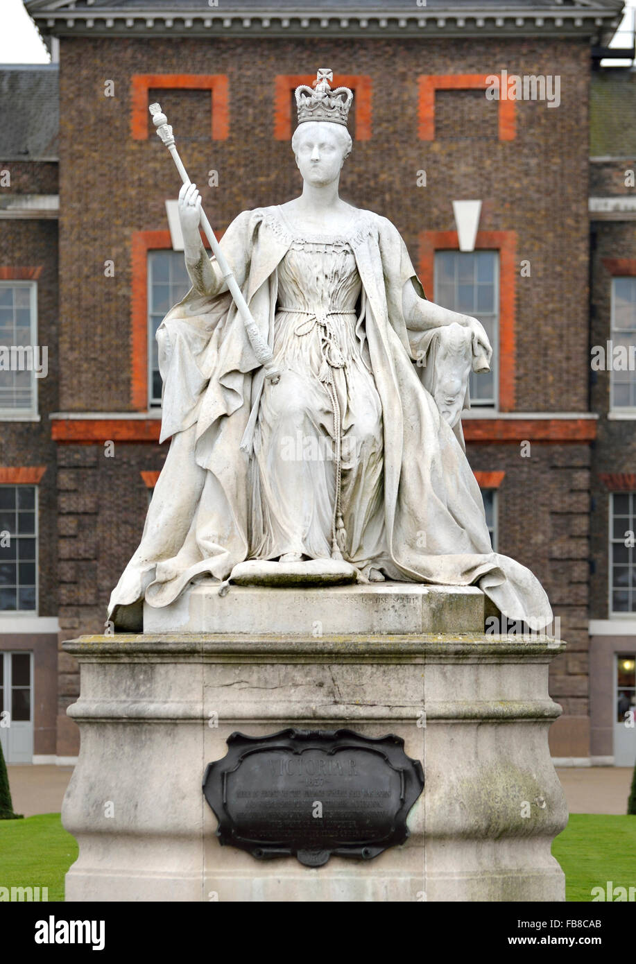 London, England, UK. Statue Young Queen Victoria (18191901) Kensington Palace. Marble statue