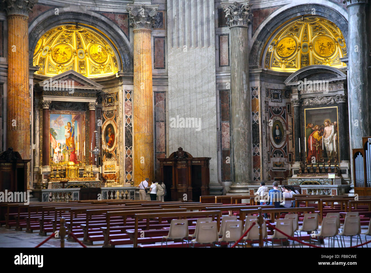 The Altar of St Joseph and Altar of St Thomas the Apostle in St Peters Basilica in the Vatican. Stock Photo