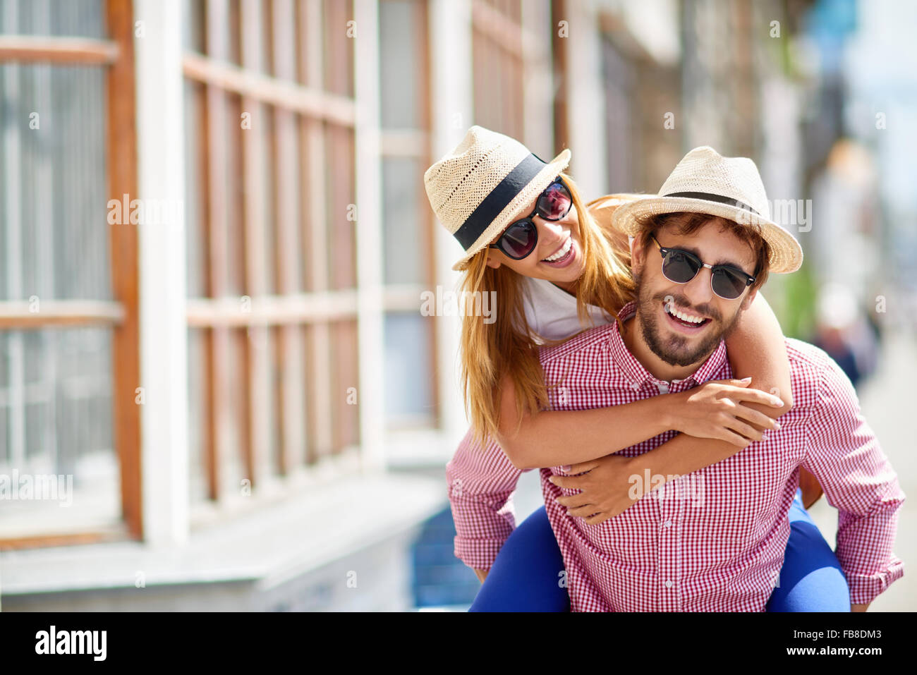 Happy and affectionate couple having fun outside Stock Photo