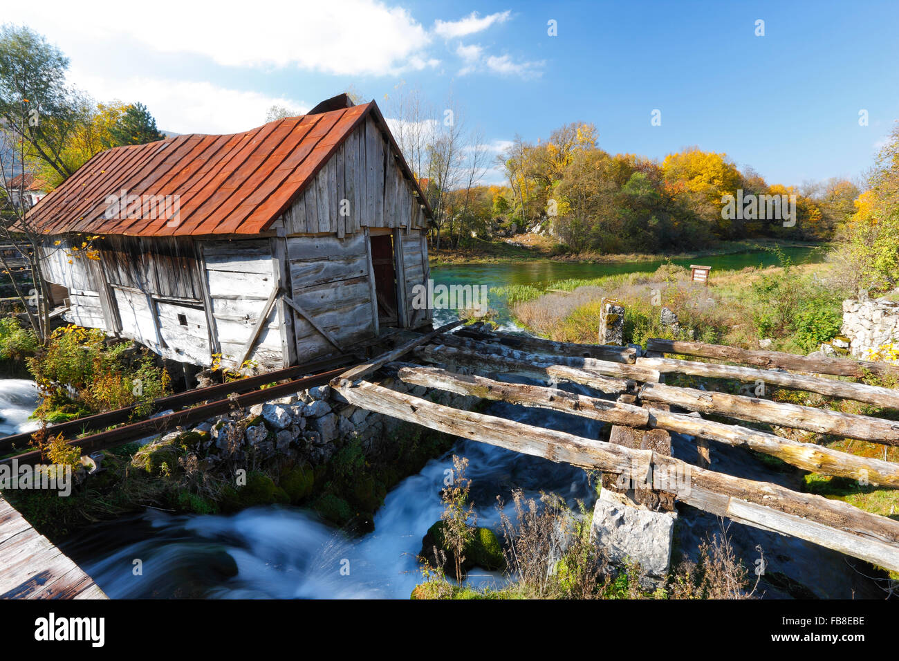Old mill on Gacka river in Croatia Stock Photo