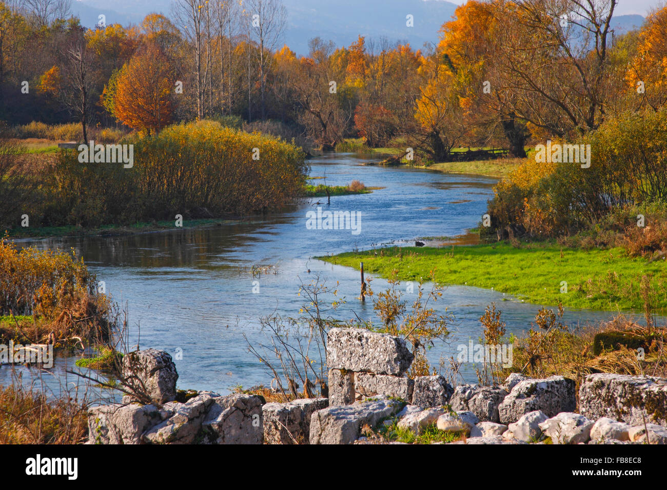 River landscapr.Gacka river in lika, Croatia Stock Photo