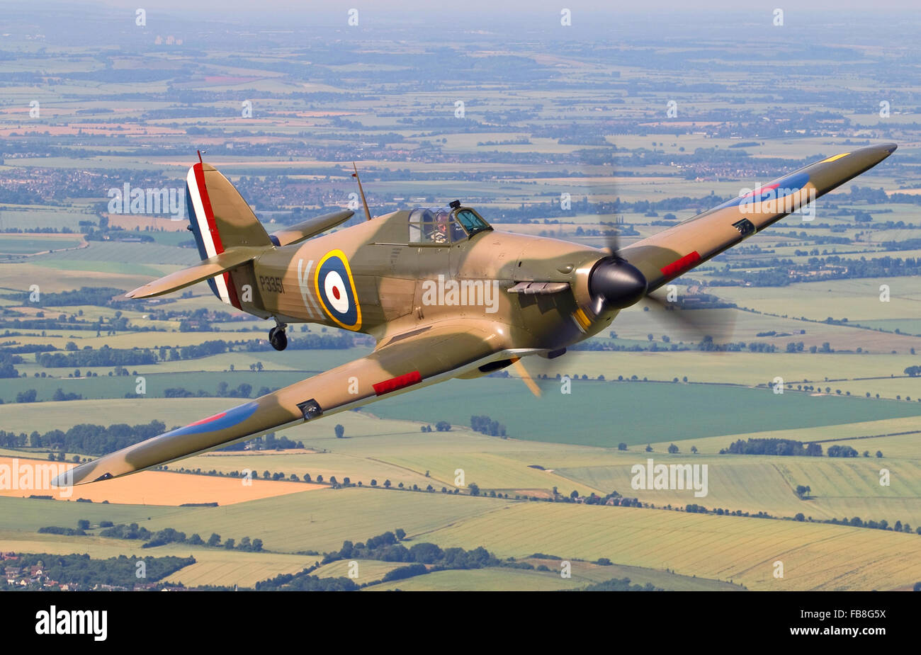 Battle of France veteran Hawker Hurricane over Cambridgeshire Stock Photo